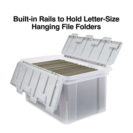 Staples Hanging File Box, Wing Lid, Letter Size, Clear