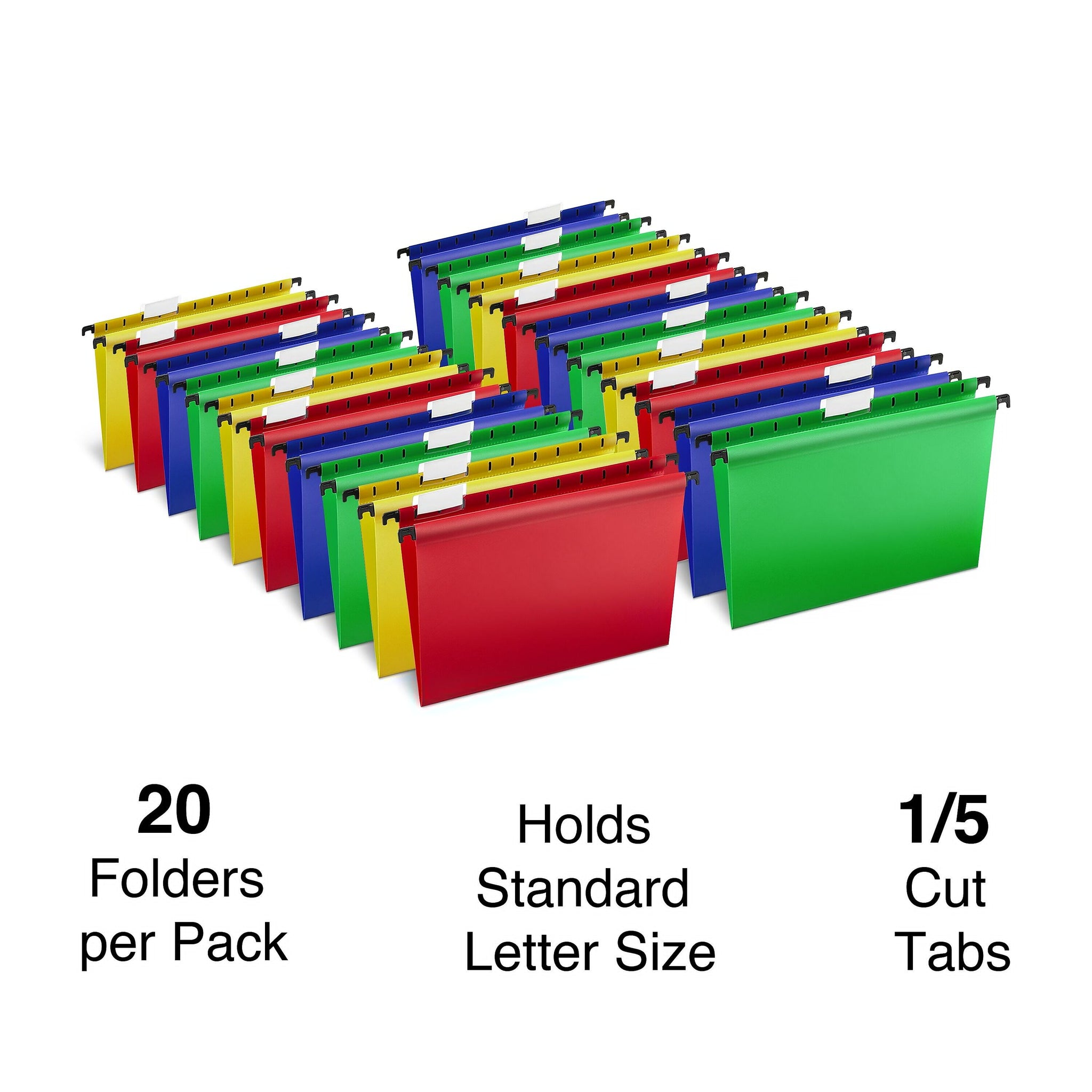 Staples® Hanging File Folder, 5-Tab, Letter Size, Assorted, 20/Box