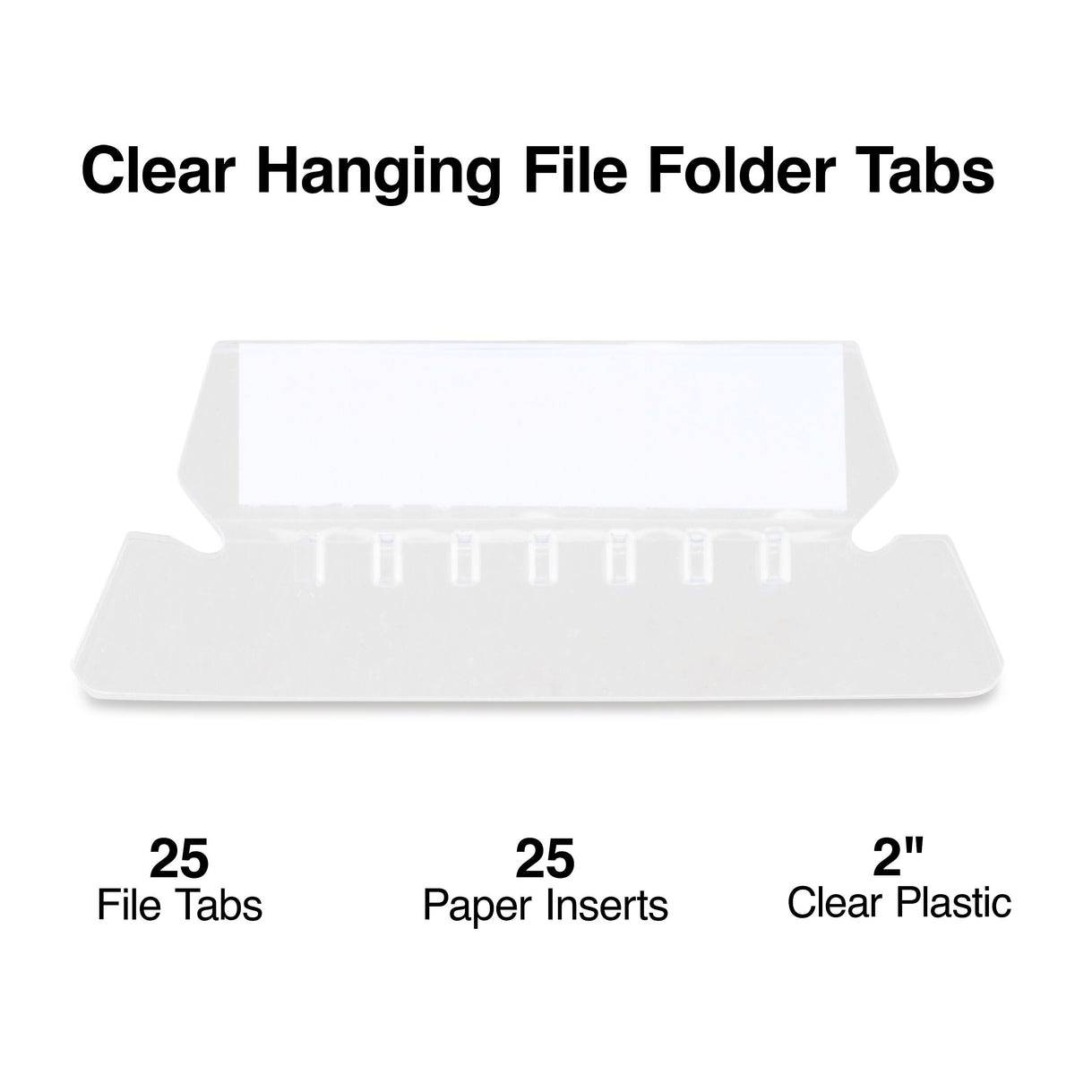 Staples® Hanging File Folder Tabs, Clear, 25/Pack