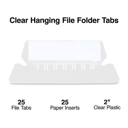 Staples® Hanging File Folder Tabs, Clear, 25/Pack