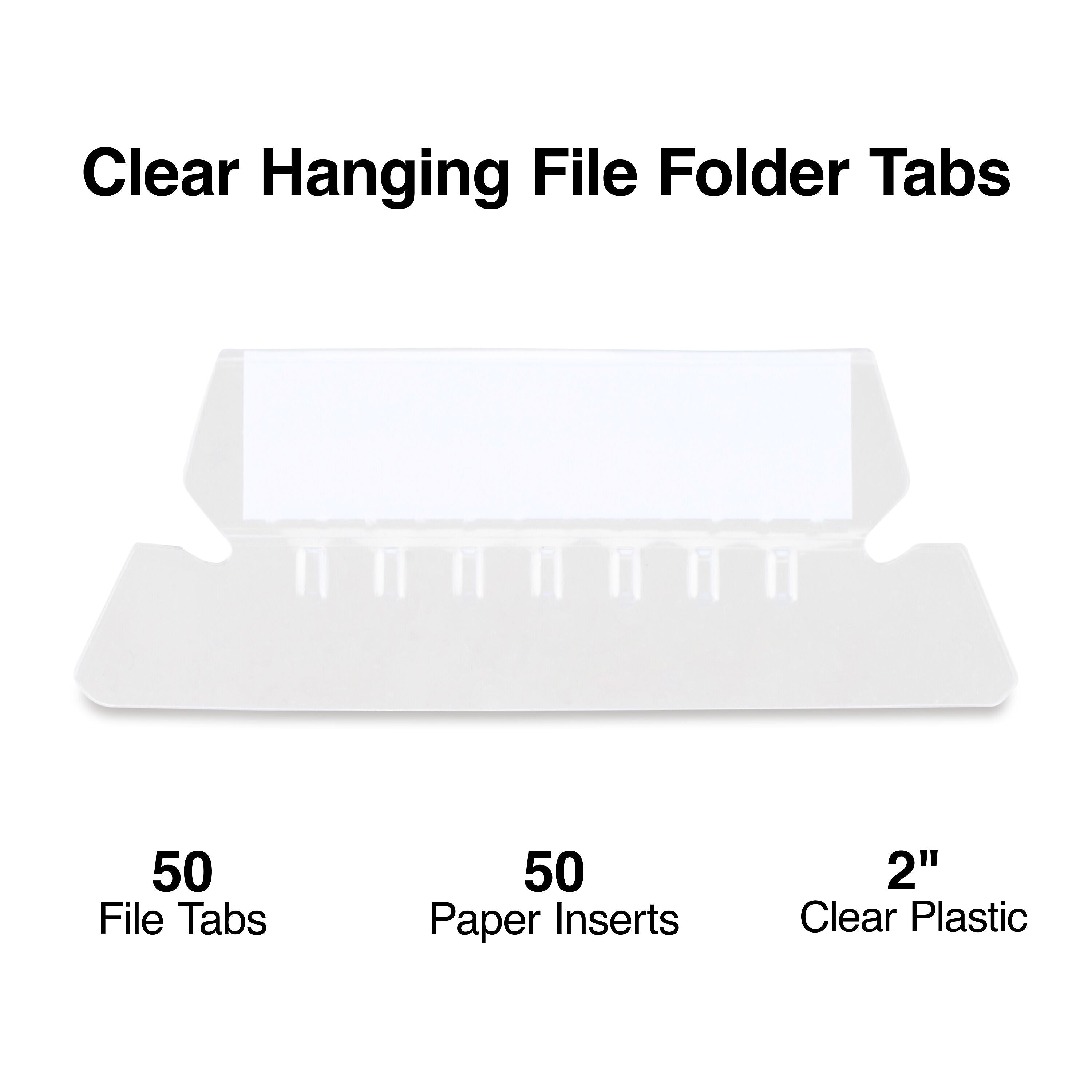 Clear File Tab Staples® Hanging File Folder Tabs, Clear, 50/Pack – Personal Touch ...