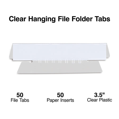 Staples® Hanging File Folder Tabs, Clear, 50/Pack