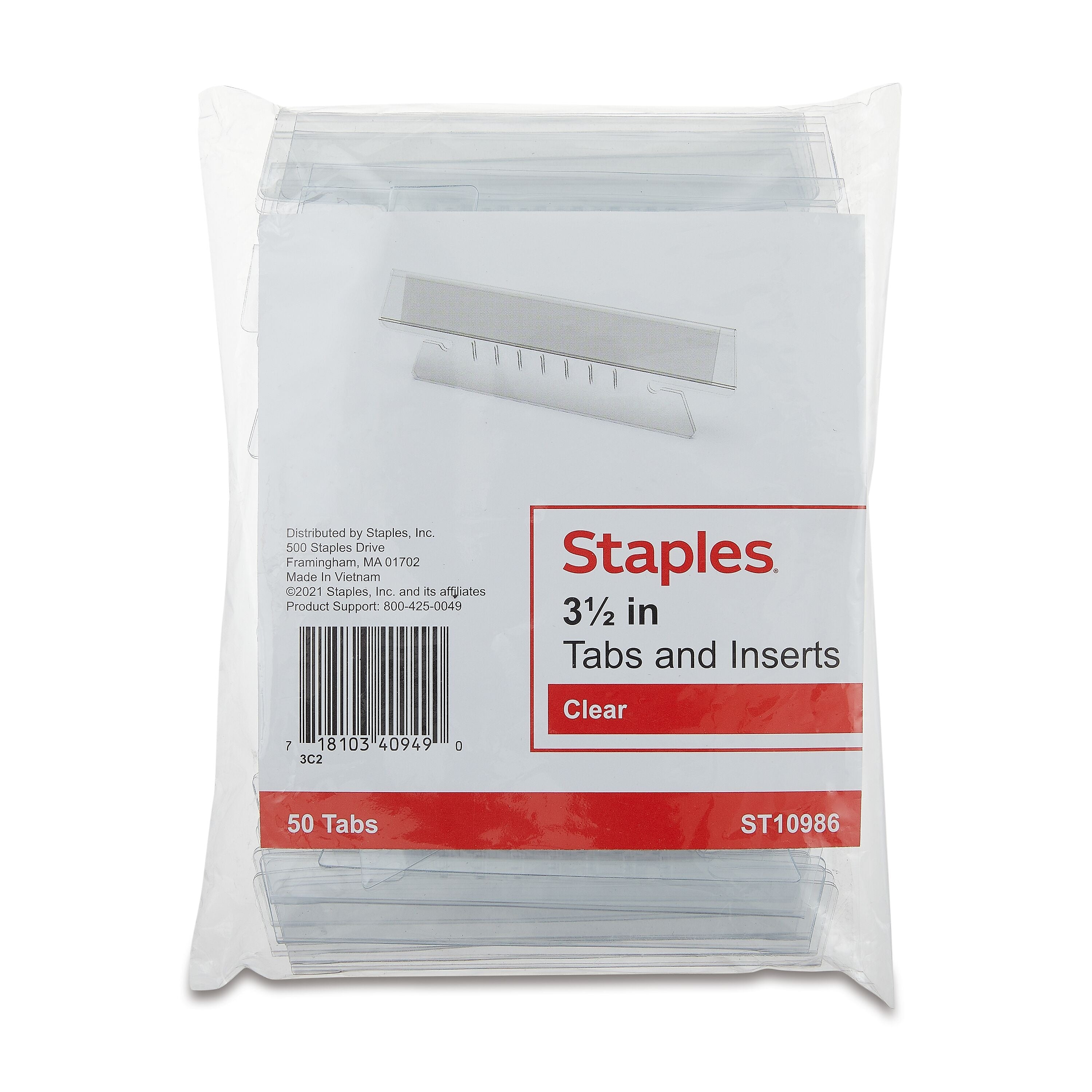 Staples® Hanging File Folder Tabs, Clear, 50/Pack