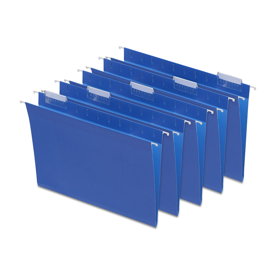 Staples® Hanging File Folders, 1/5-Cut Tab, Letter Size, Blue, 25/Box