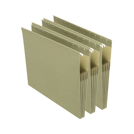 Staples Hanging File Pockets, 3.5" Expansion, Staight Cut, Letter Size, Standard Green, 4/Box