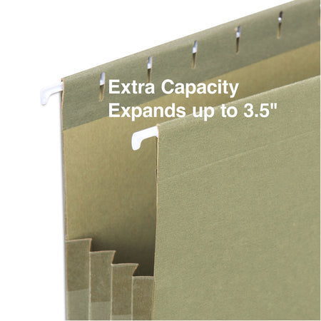 Staples Hanging File Pockets, 3.5" Expansion, Staight Cut, Letter Size, Standard Green, 4/Box