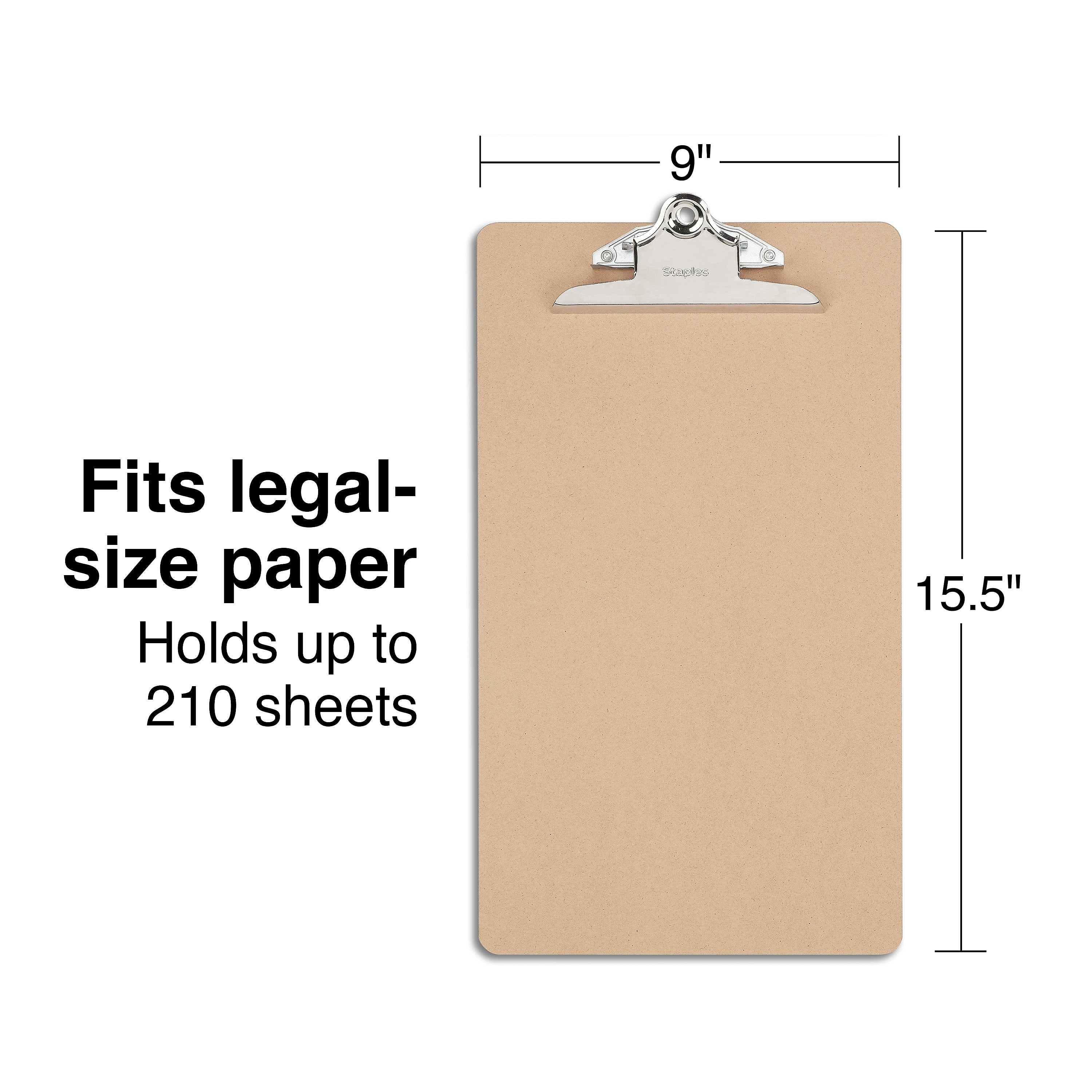 Staples Hardboard Clipboard, Legal Size, Brown