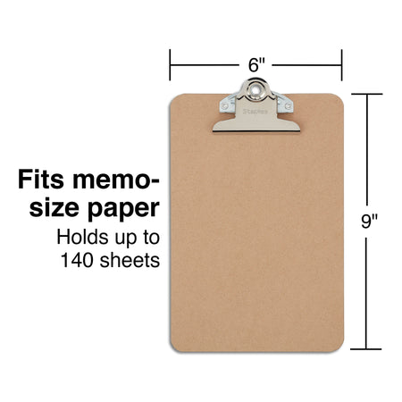 Staples Hardboard Clipboard, Memo Size, Brown