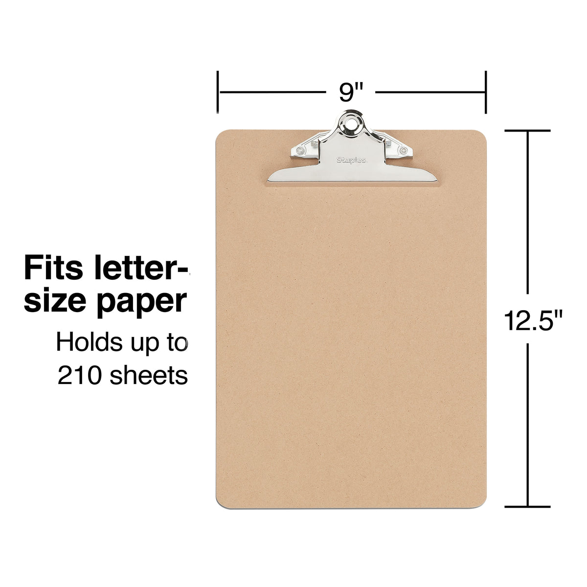 Staples Hardboard Clipboards, Letter Size, Natural Brown, 3/Pack