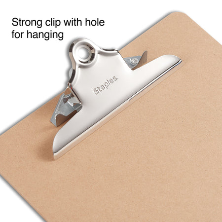 Staples Hardboard Clipboards, Letter Size, Natural Brown, 3/Pack