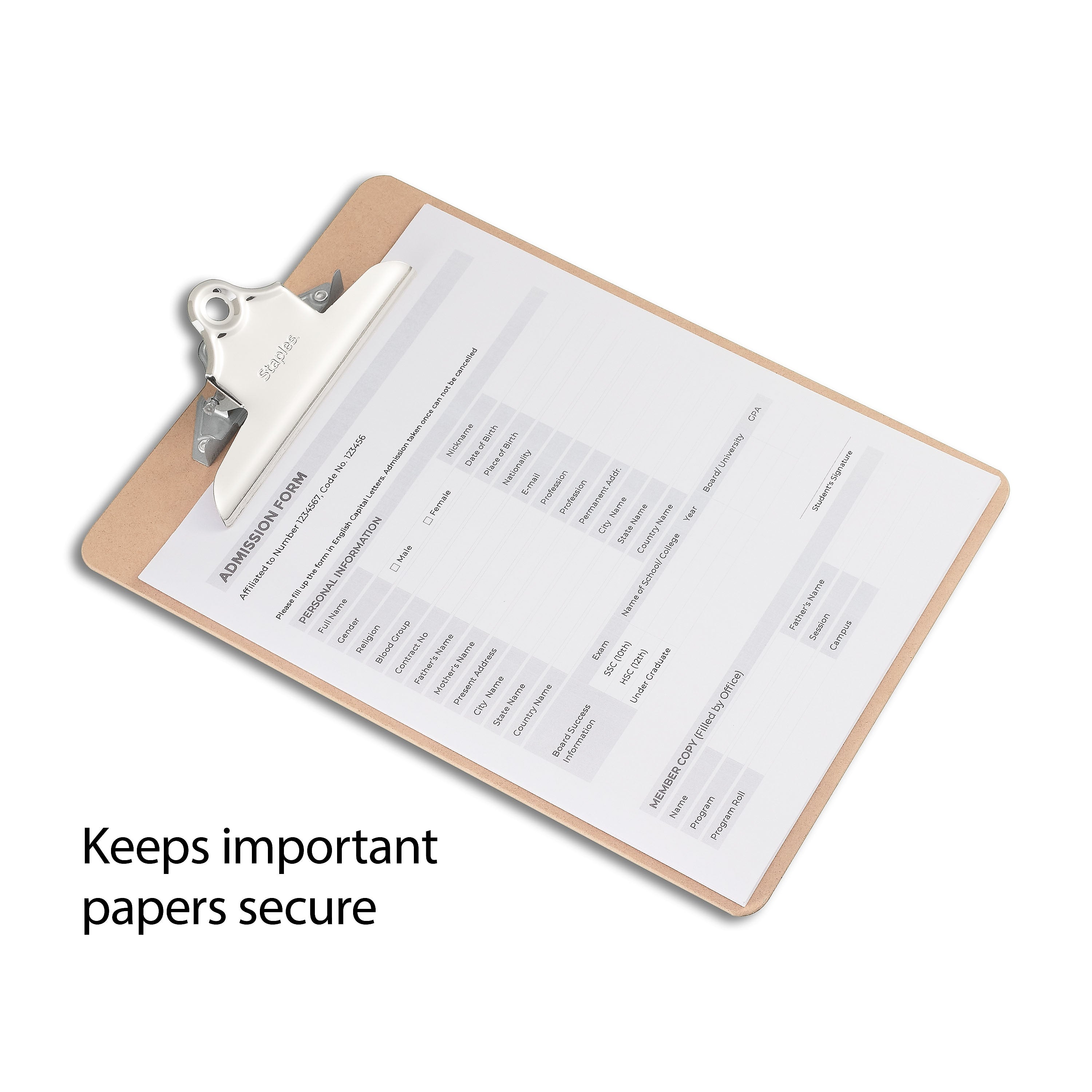 Staples Hardboard Clipboards, Letter Size, Natural Brown, 3/Pack