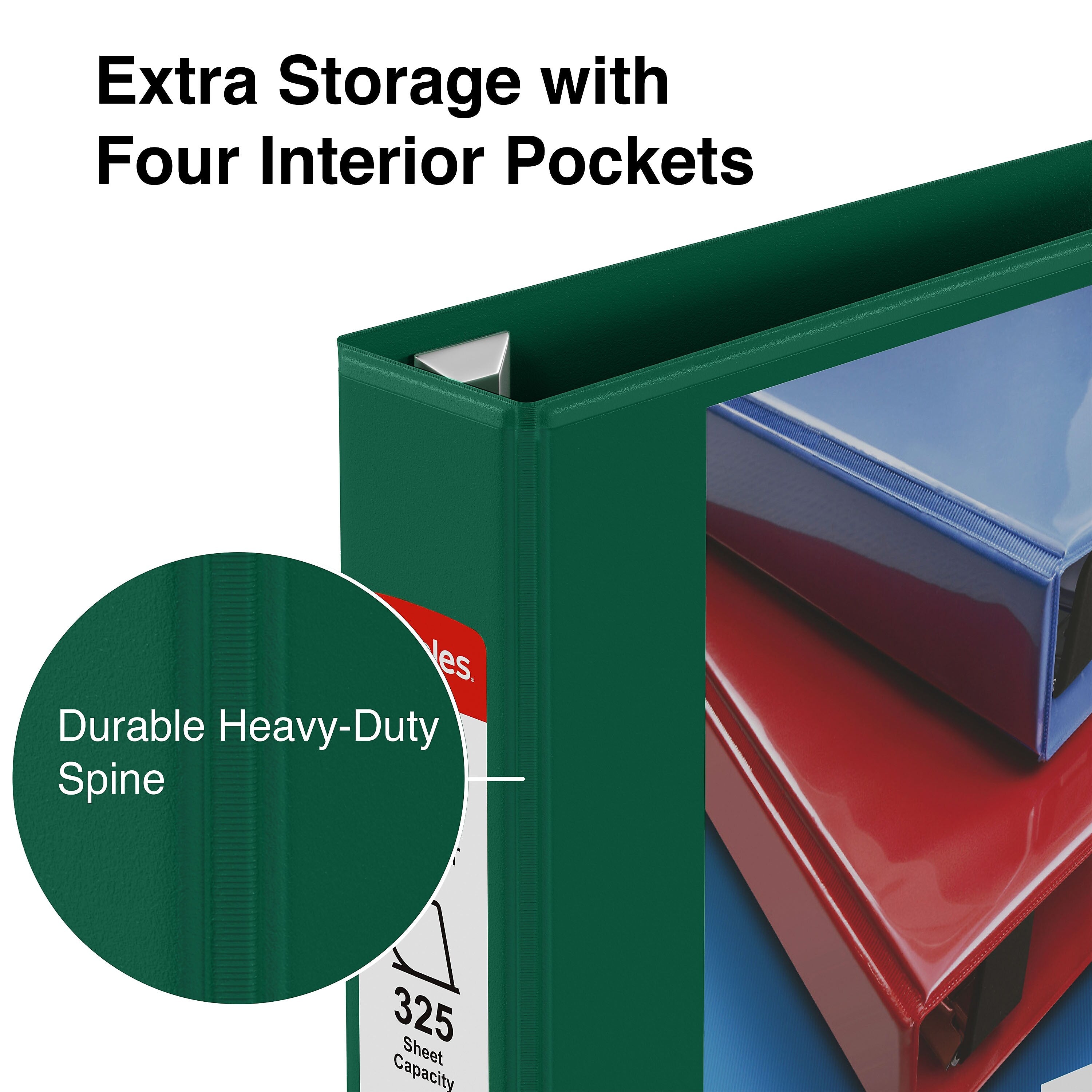 Staples Heavy Duty 1 1/2" 3-Ring View Binder, D-Ring, Green