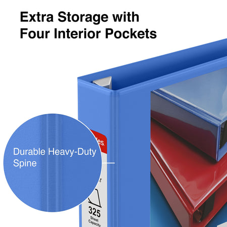 Staples Heavy Duty 1 1/2" 3-Ring View Binder, D-Ring, Periwinkle