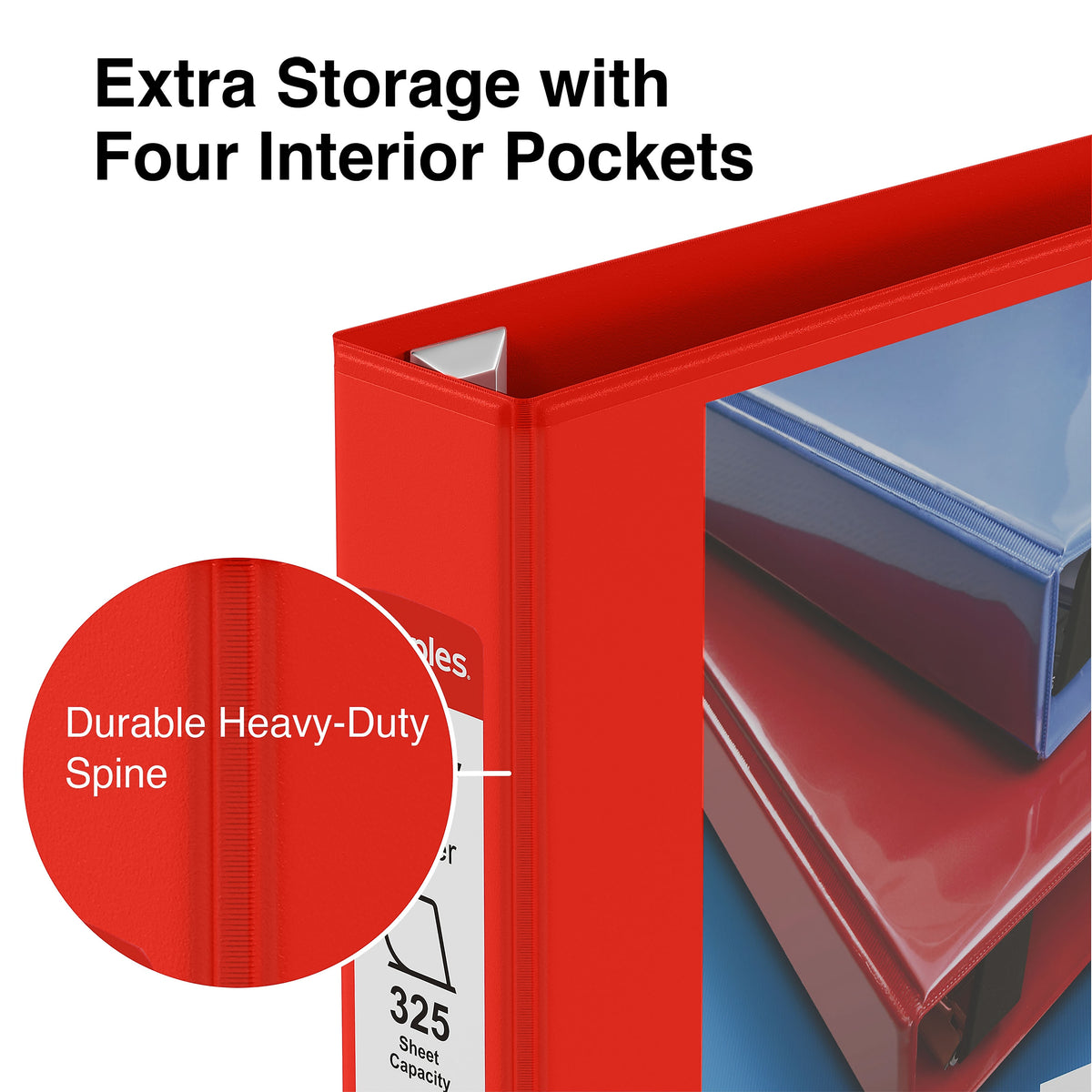 Staples Heavy Duty 1 1/2" 3-Ring View Binder, D-Ring, Red