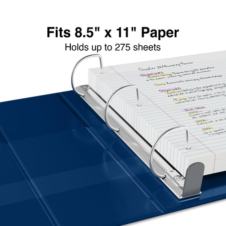 Staples Heavy Duty 1" 3-Ring Non-View Binder, D-Ring, Blue