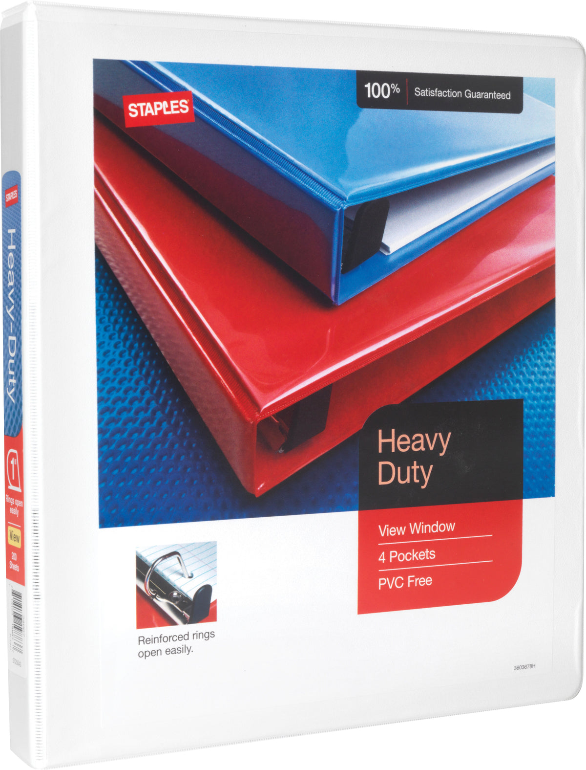 Staples Heavy Duty 1" 3-Ring View Binders, White, 12/Carton