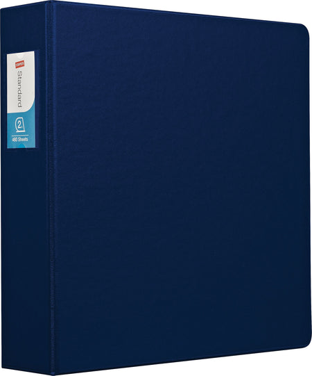 Staples Heavy Duty 2" 3-Ring Non-View Binder With Label Holder, D-Ring, Blue