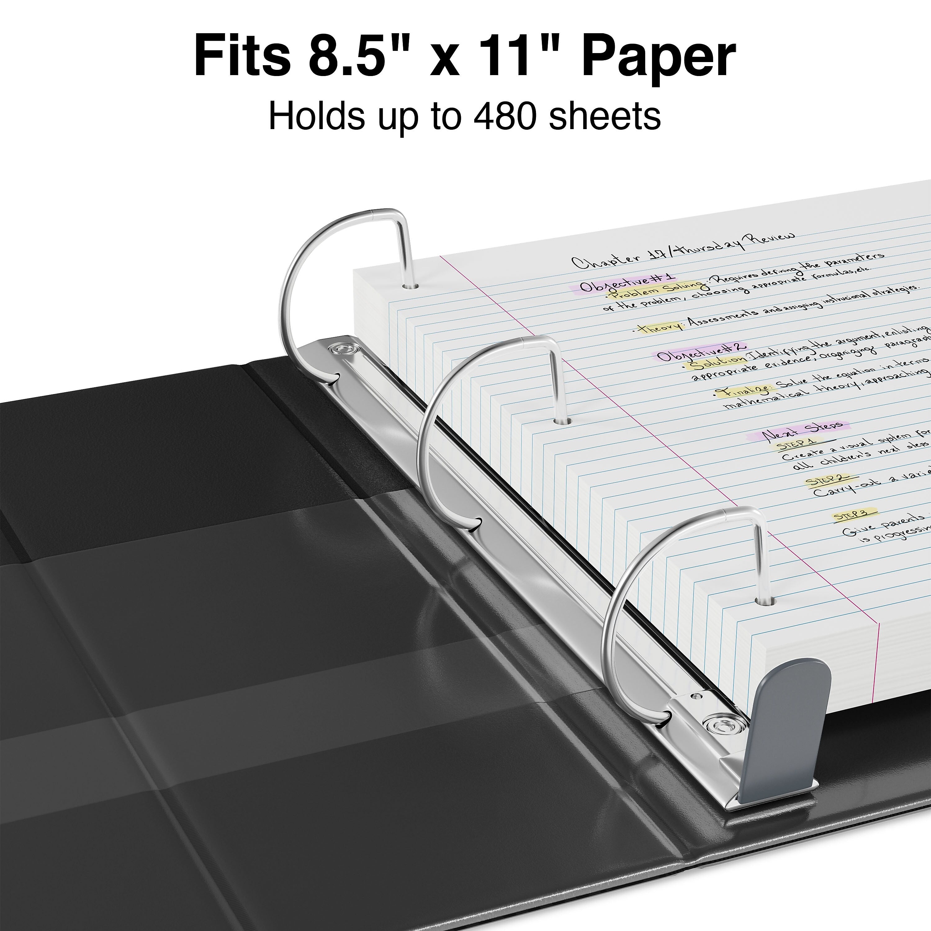 Staples Heavy Duty 2" 3-Ring View Binders, D-Ring, Black, 6/Pack