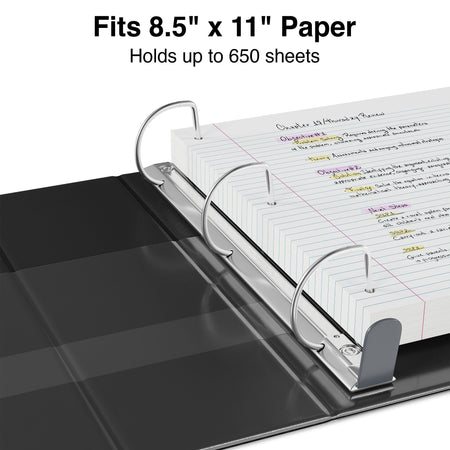 Staples Heavy Duty 3" 3-Ring View Binders, D-Ring, Black, 4/Pack