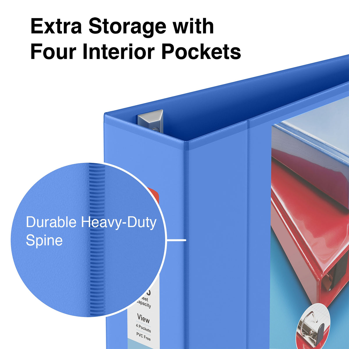 Staples Heavy Duty 4" 3-Ring View Binder, D-Ring, Periwinkle