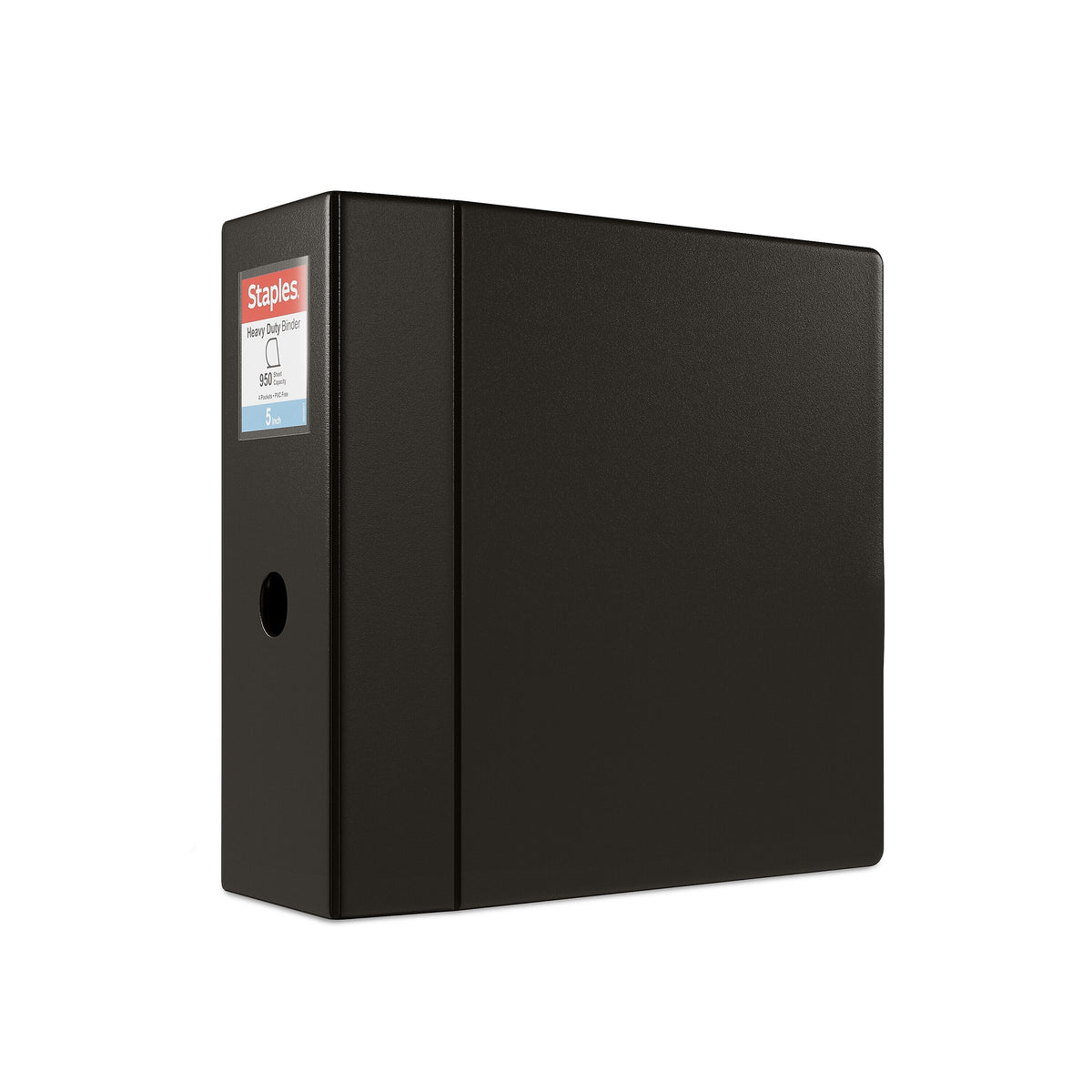 Staples Heavy Duty 5" 3-Ring Non-View Binder, D-Ring, Black