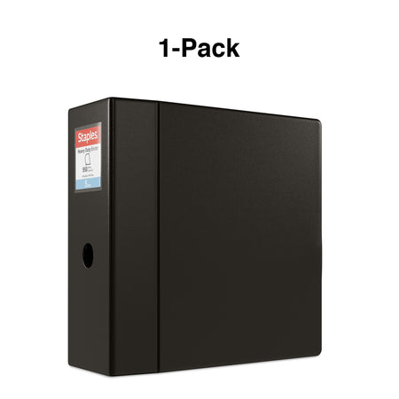 Staples Heavy Duty 5" 3-Ring Non-View Binder, D-Ring, Black