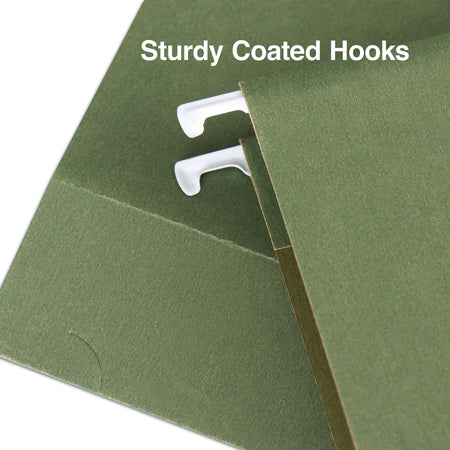 Staples Heavy Duty Box-Bottom Hanging File Folders, 2" Expansion, 1/5-Cut Tab, Letter Size, Green, 25/Box