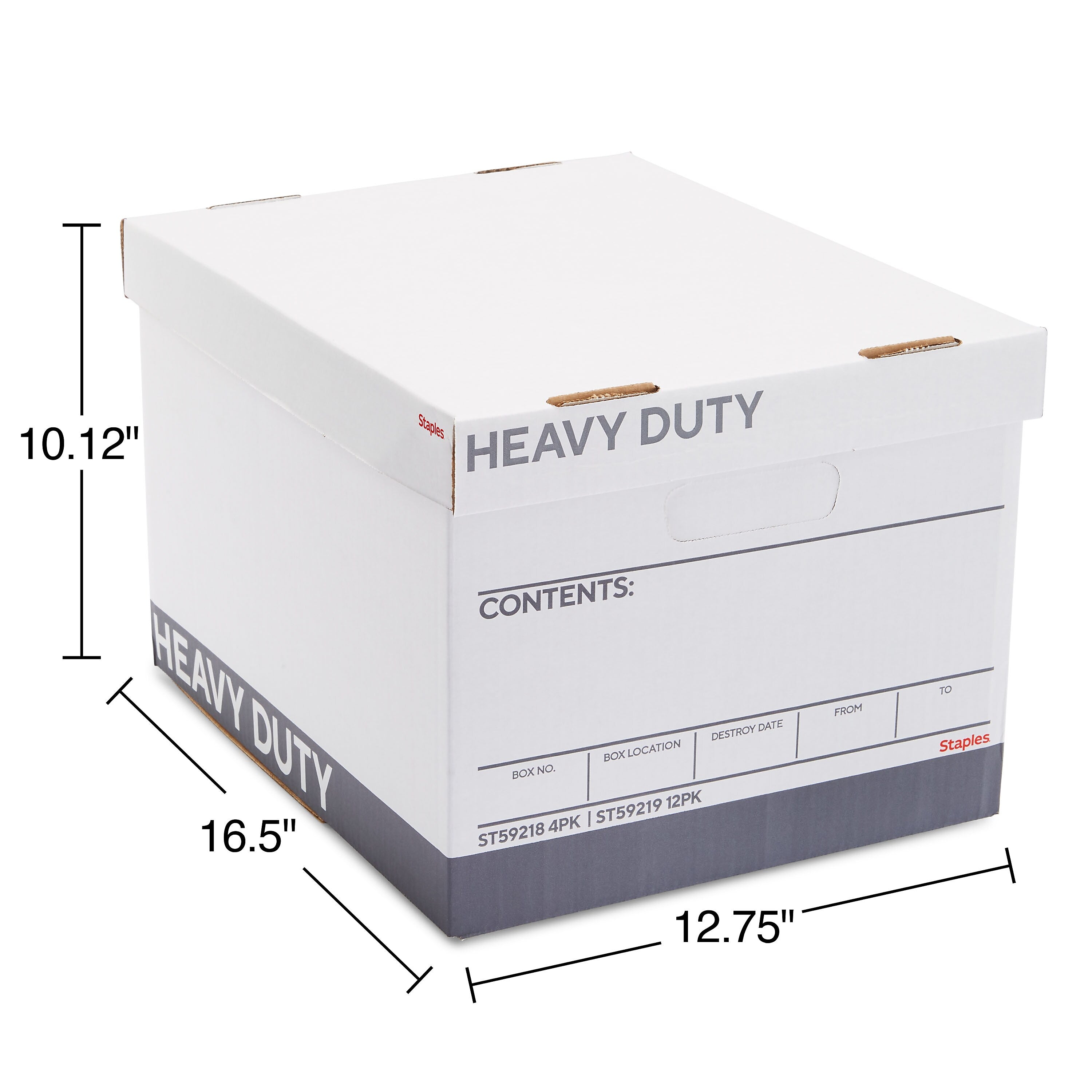 Staples Heavy Duty File Box, Lift Off Lid, Letter/Legal, White/Gray, 12/Carton