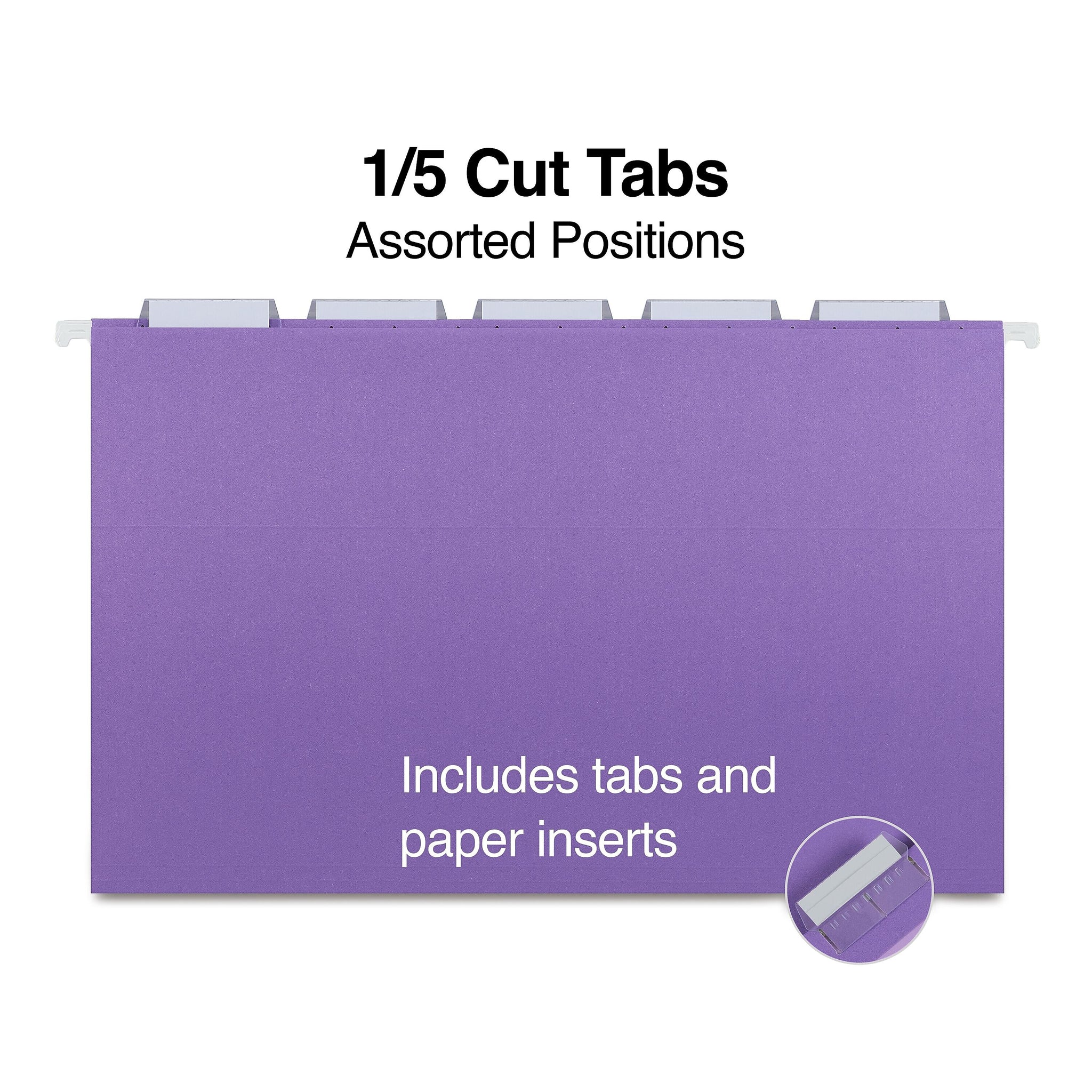 Staples Heavy Duty Hanging File Folders, 1/5-Cut Tab, Legal Size, Assorted Colors, 25/Box