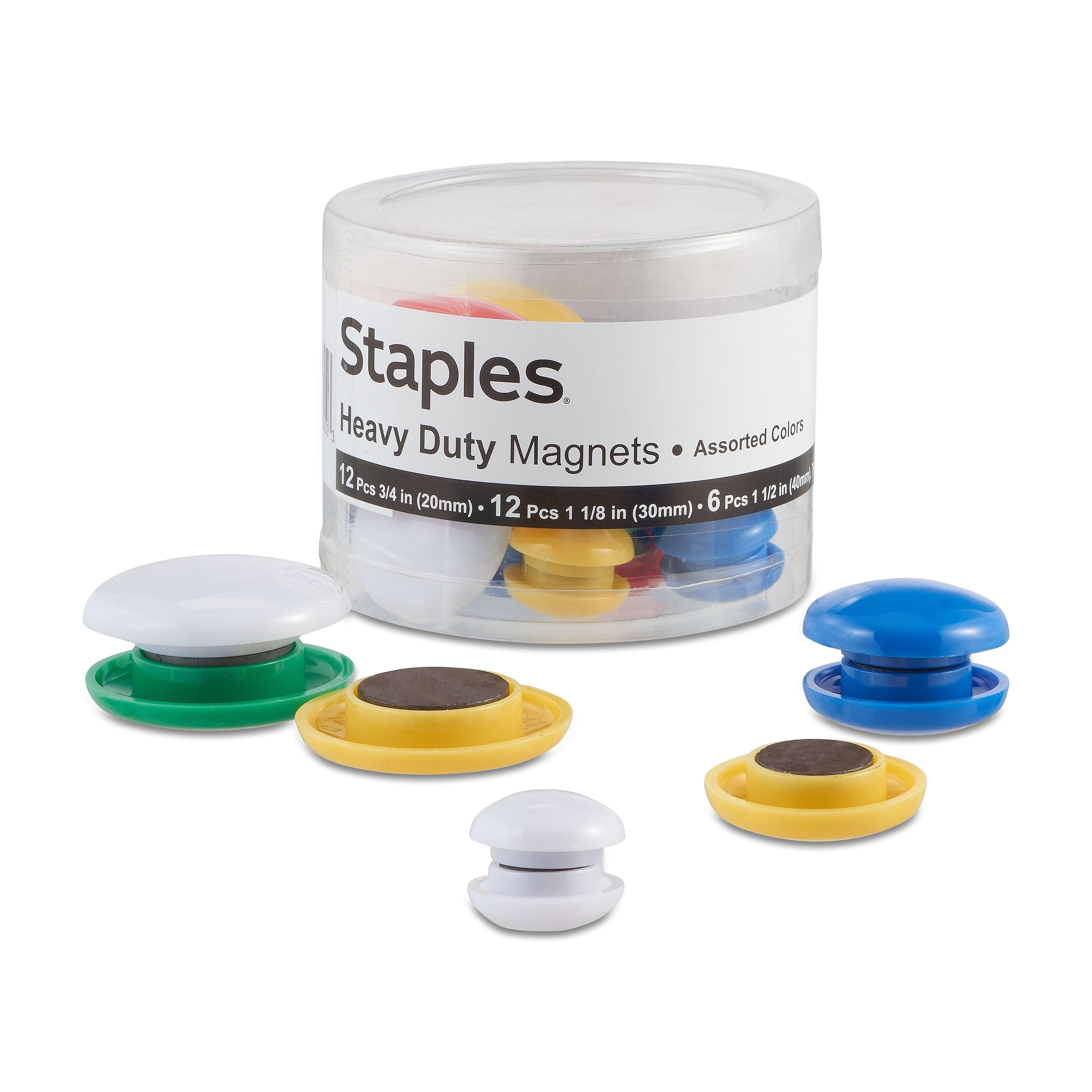 Staples Heavy Duty Magnets, Assorted Colors, 30/Pack