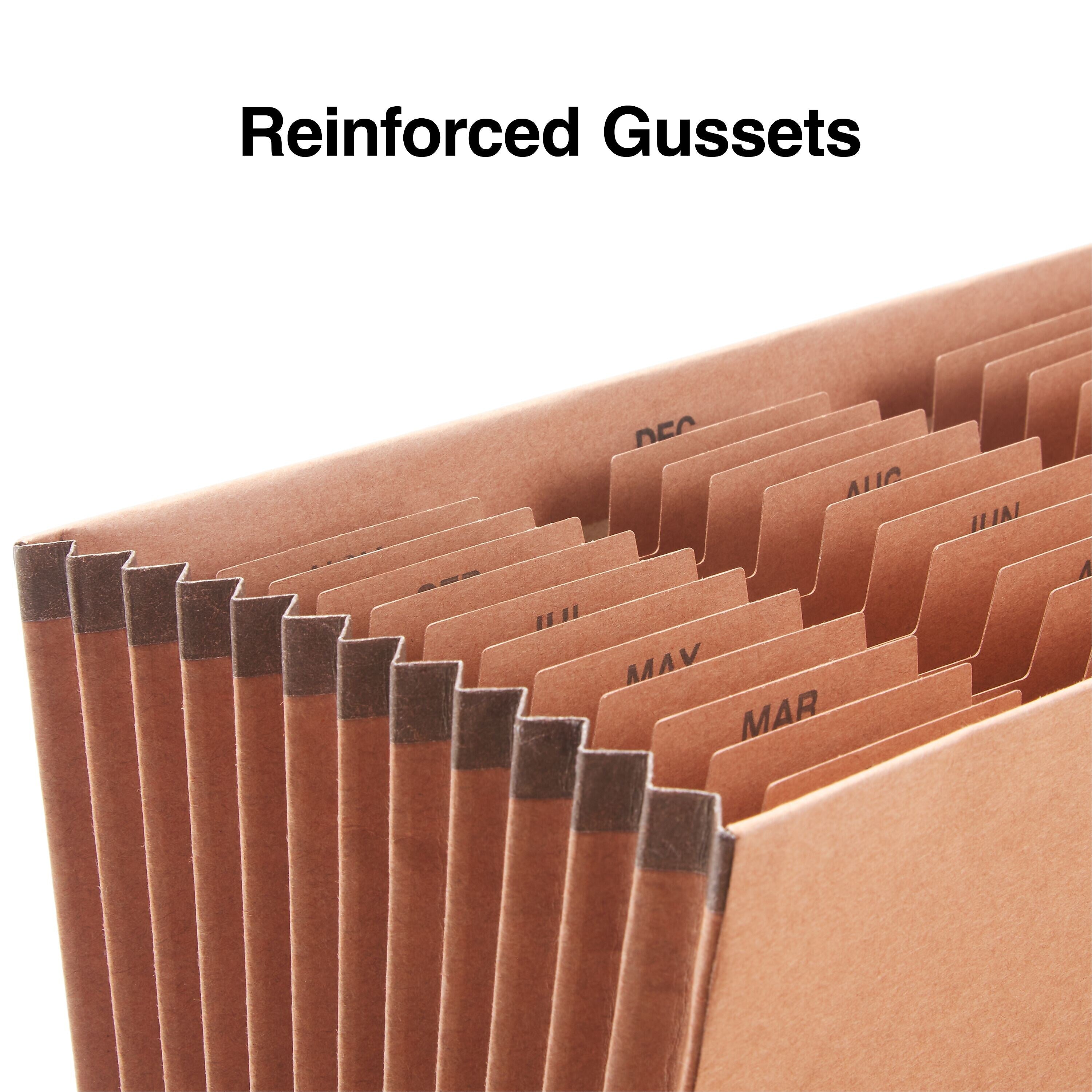 Staples Heavy Duty Reinforced Accordion File, Monthly Index, 12-Pocket, Legal Size, Brown