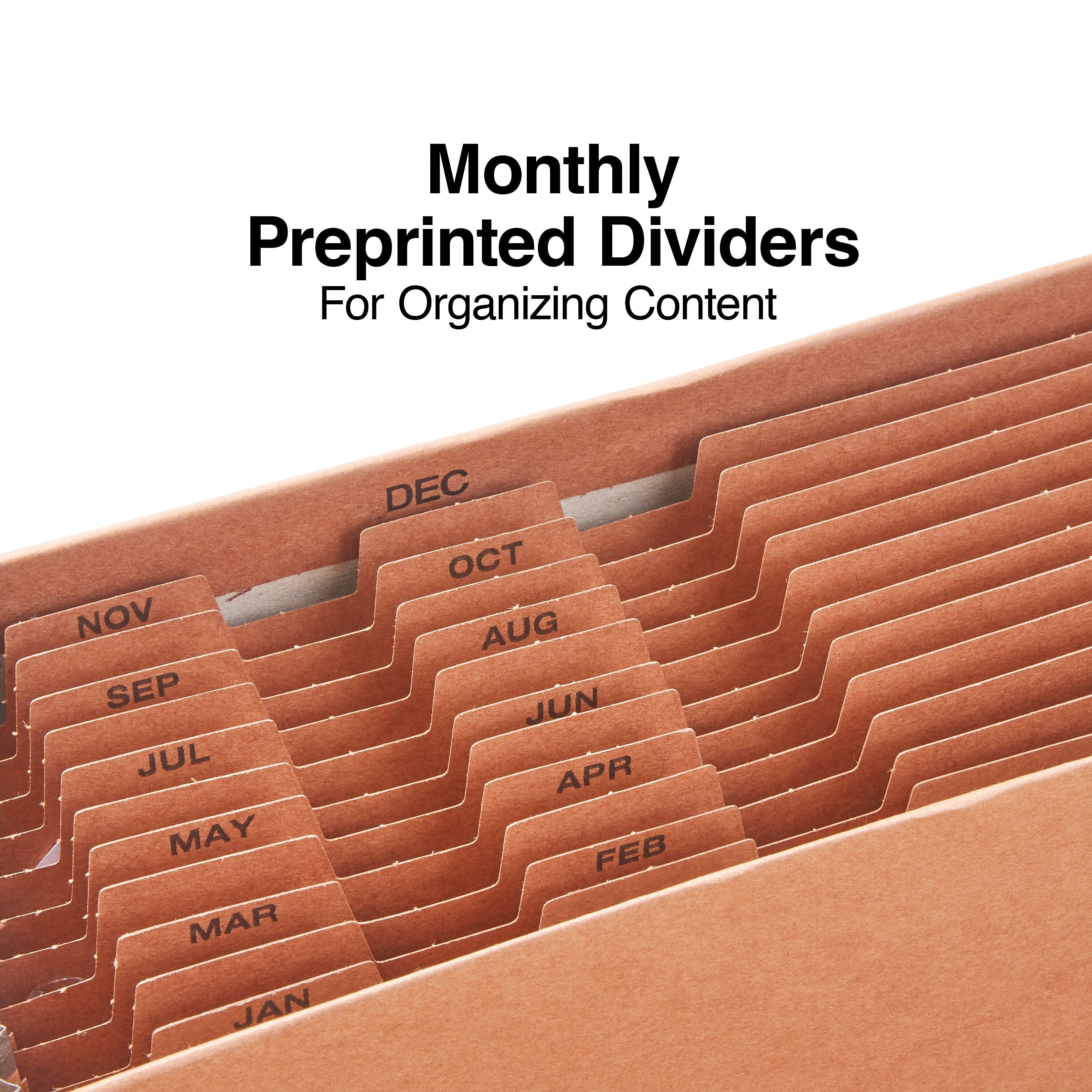 Staples Heavy Duty Reinforced Accordion File, Monthly Index, 12-Pocket, Letter Size, Brown