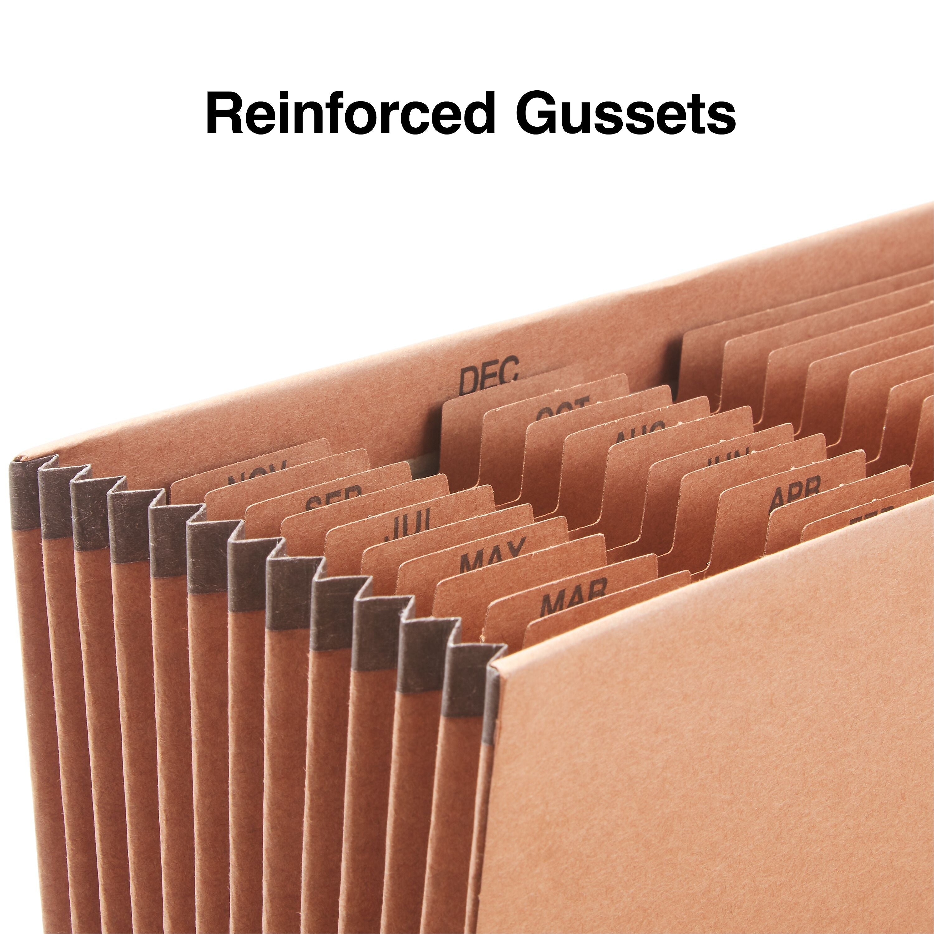 Staples Heavy Duty Reinforced Accordion File, Monthly Index, 12-Pocket, Letter Size, Brown