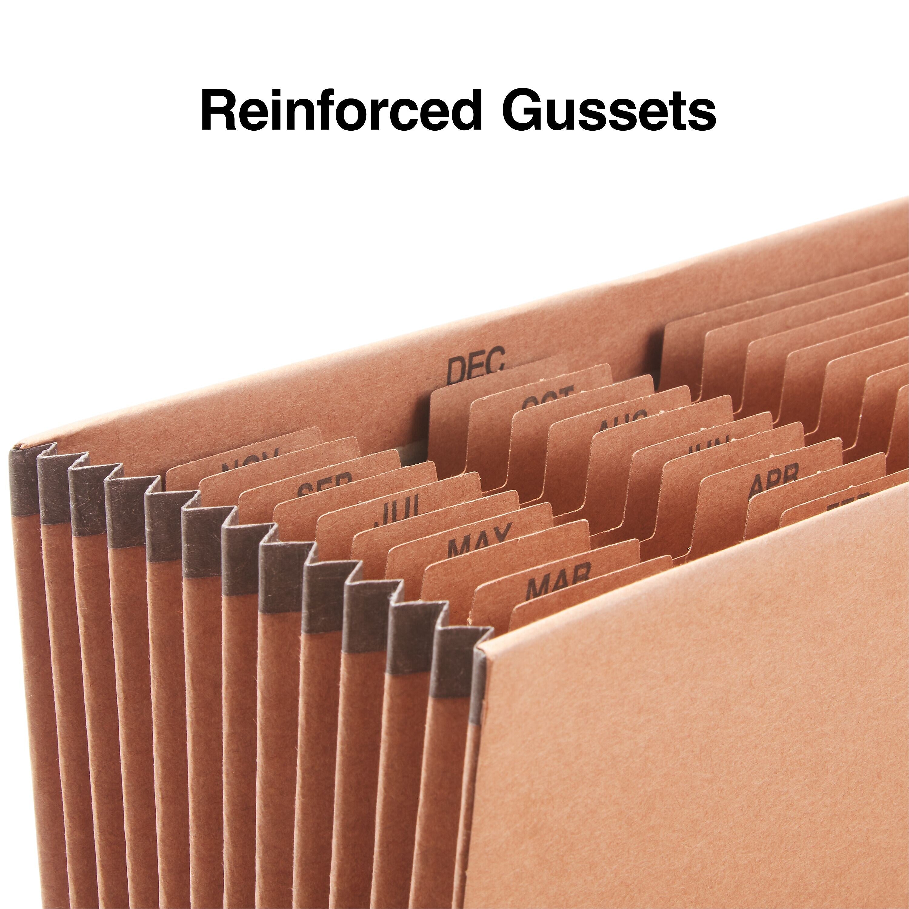 Staples Heavy Duty Reinforced Accordion File, Monthly Index, 12-Pocket, Letter Size, Brown