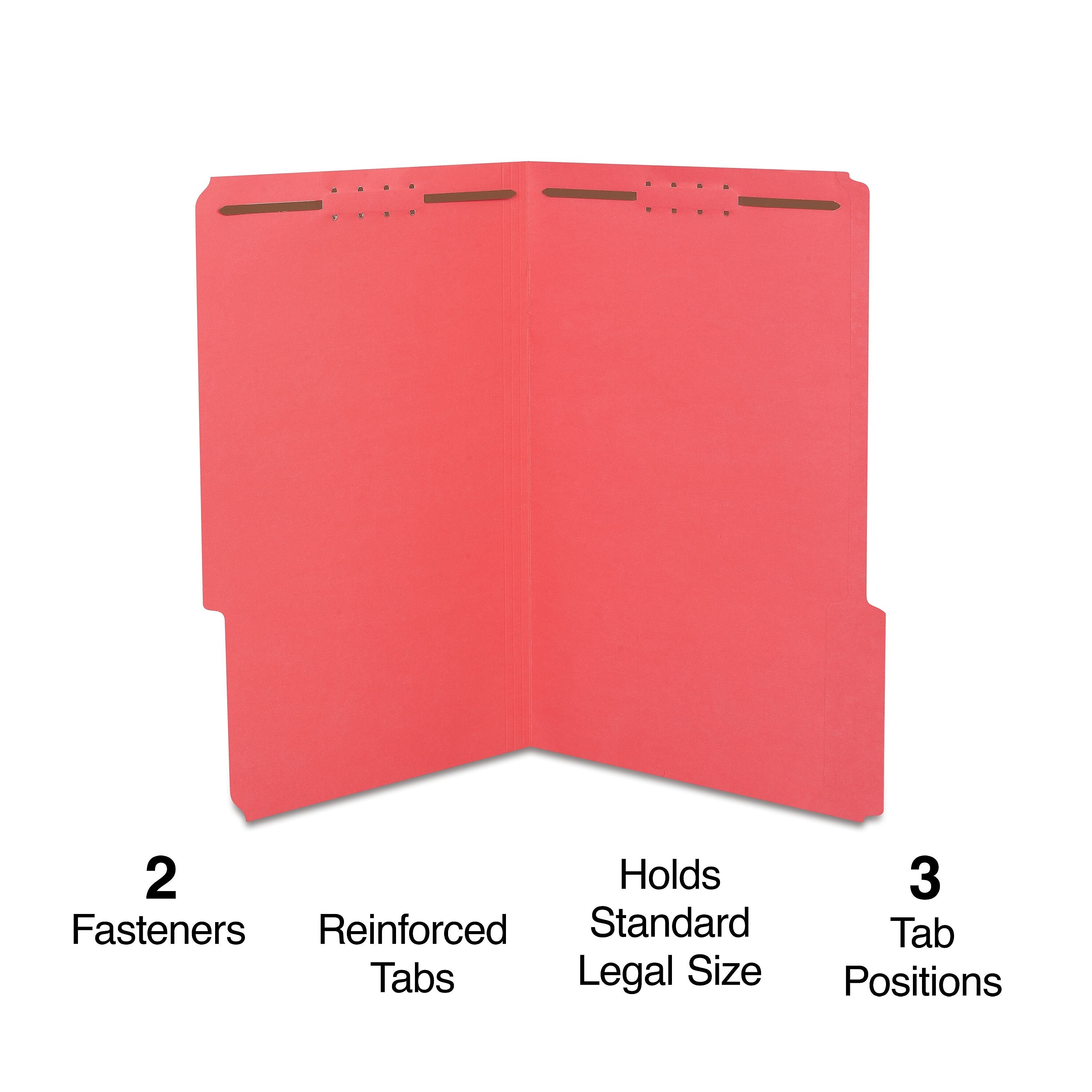 Staples® Heavy Duty Reinforced Classification Folder, 2" Expansion, Legal Size, Red, 50/Box