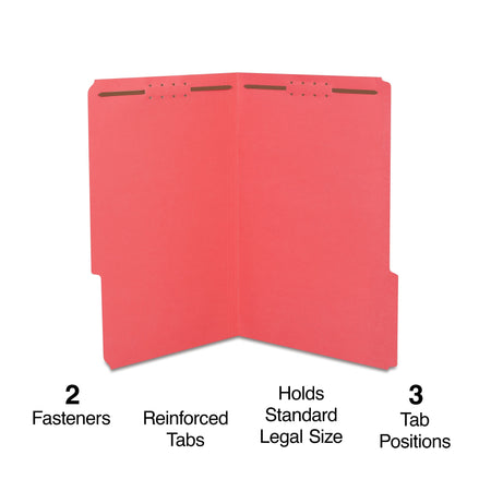 Staples® Heavy Duty Reinforced Classification Folder, 2" Expansion, Legal Size, Red, 50/Box