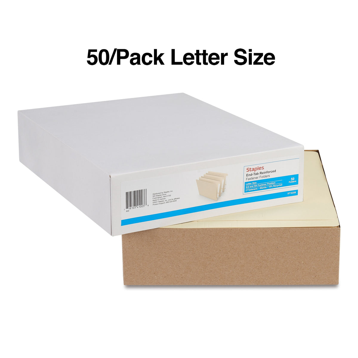 Staples® Heavy Duty Reinforced Classification Folder, Letter Size, Manila, 50/Box