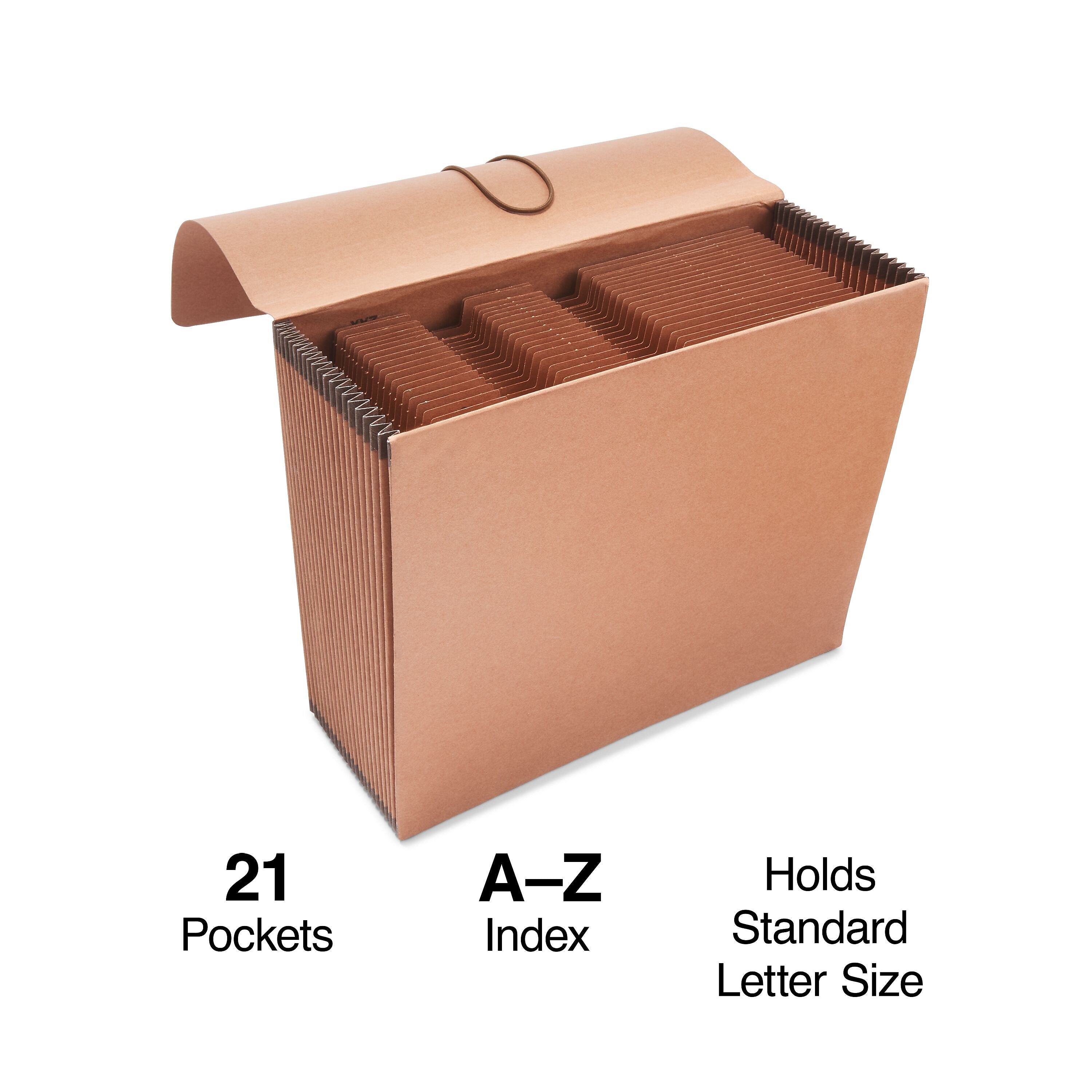 Staples Heavy Duty Reinforced Expanding Wallet, Flap & Cord Closure, Letter Size, Brown