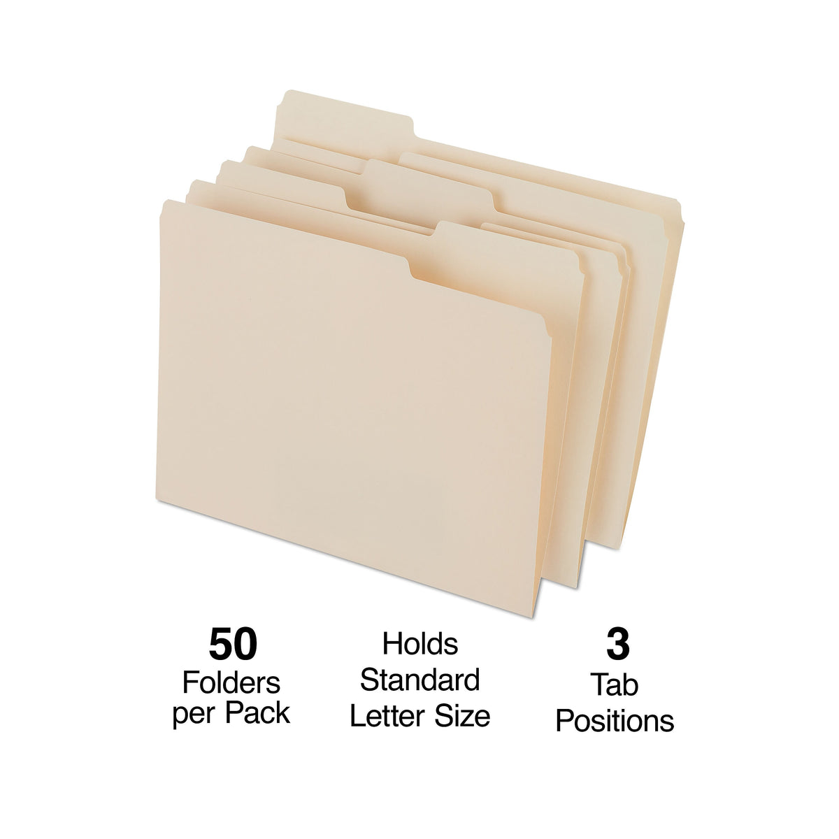 Staples Heavyweight File Folders, 1/3-Cut Tab, Letter Size, Manila, 50/Box