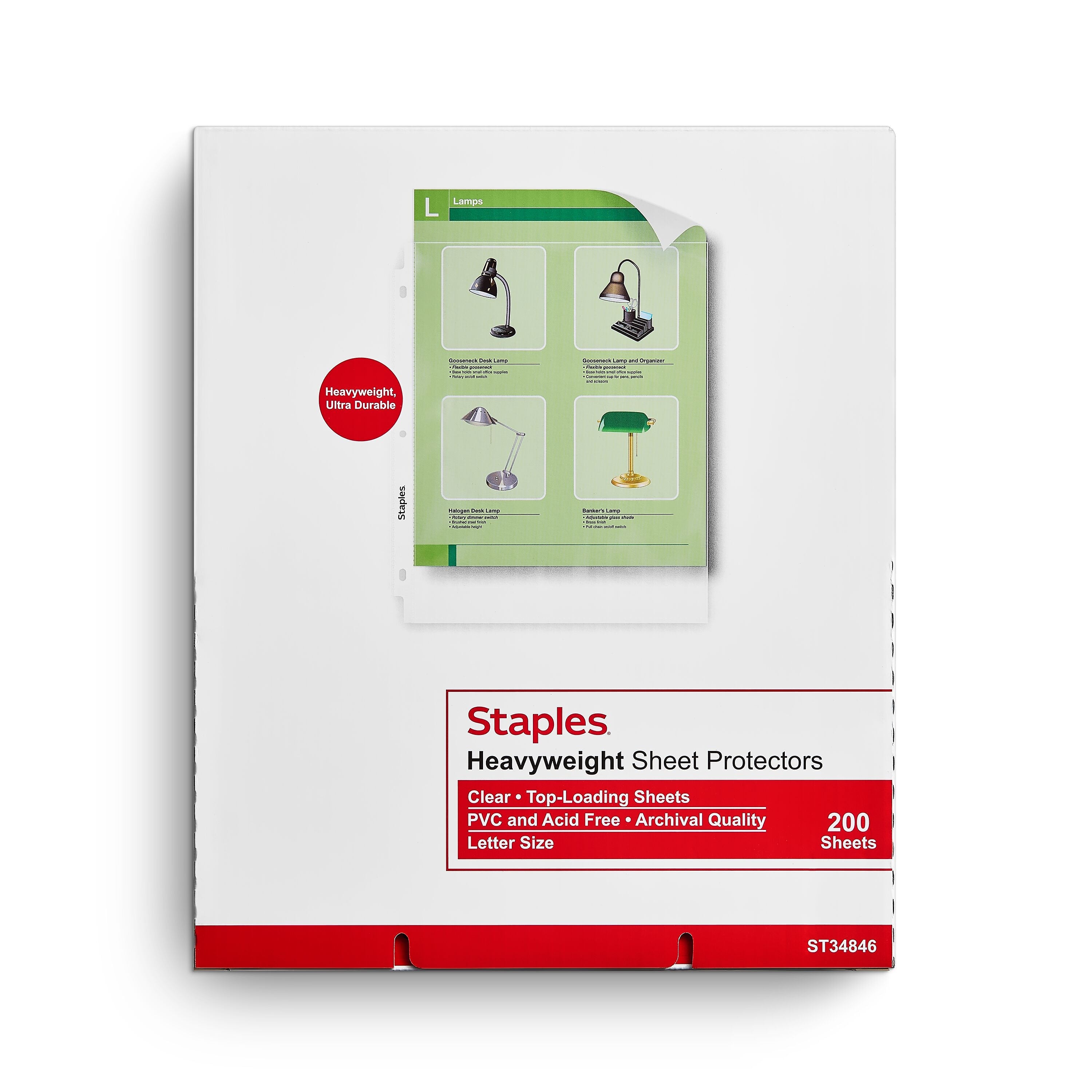 Staples Heavyweight Sheet Protector, 8.5