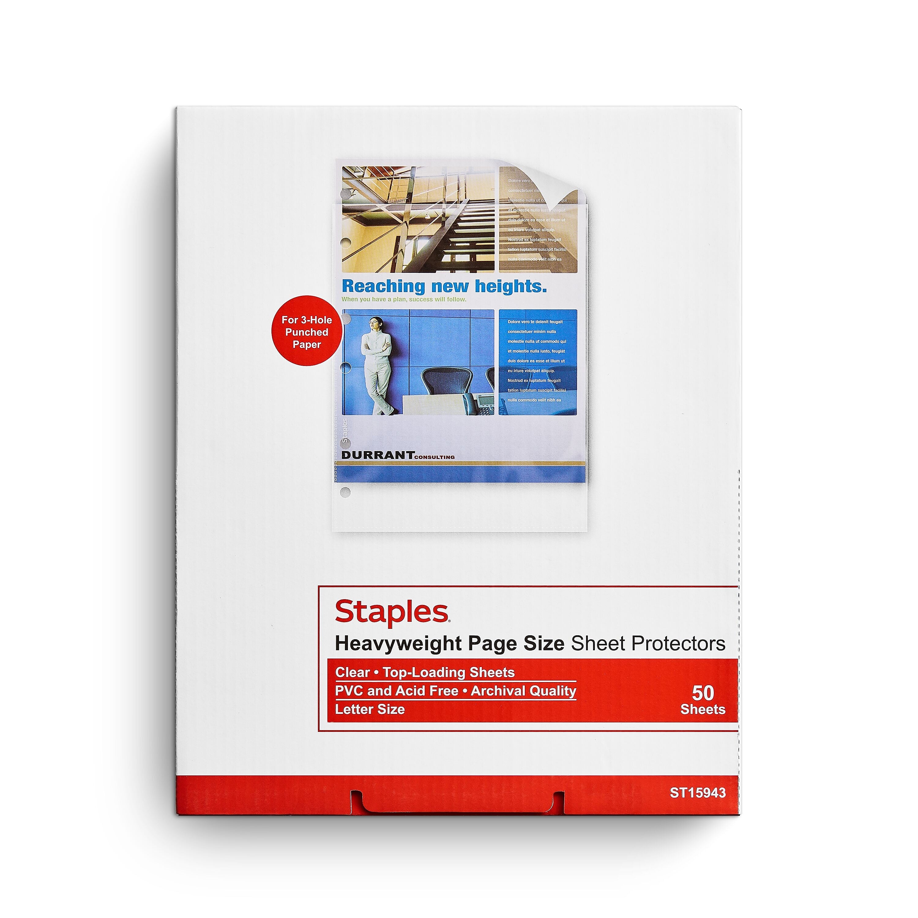 Staples Heavyweight Sheet Protector, 8.5" x 11", Clear, 50/Box