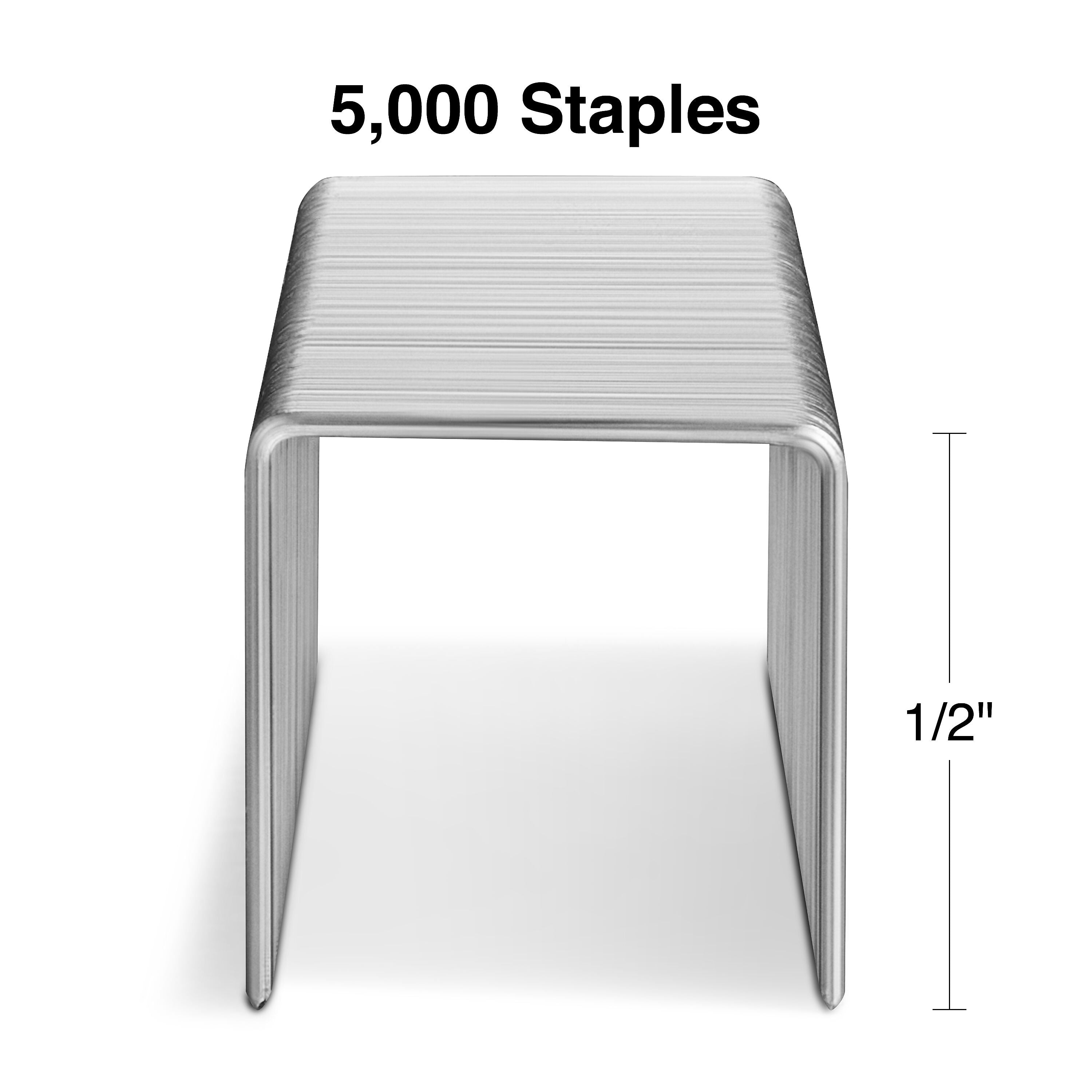 Staples High-Capacity Staples, 1/2" Leg Length, 5000/Box