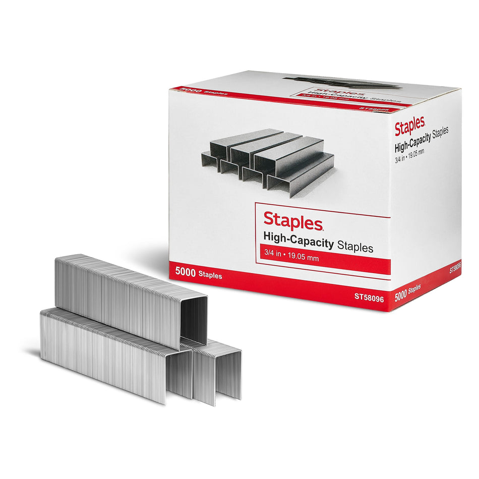 Staples High-Capacity Staples, 3/4" Leg Length, 5000/Box