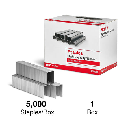 Staples High-Capacity Staples, 3/4" Leg Length, 5000/Box