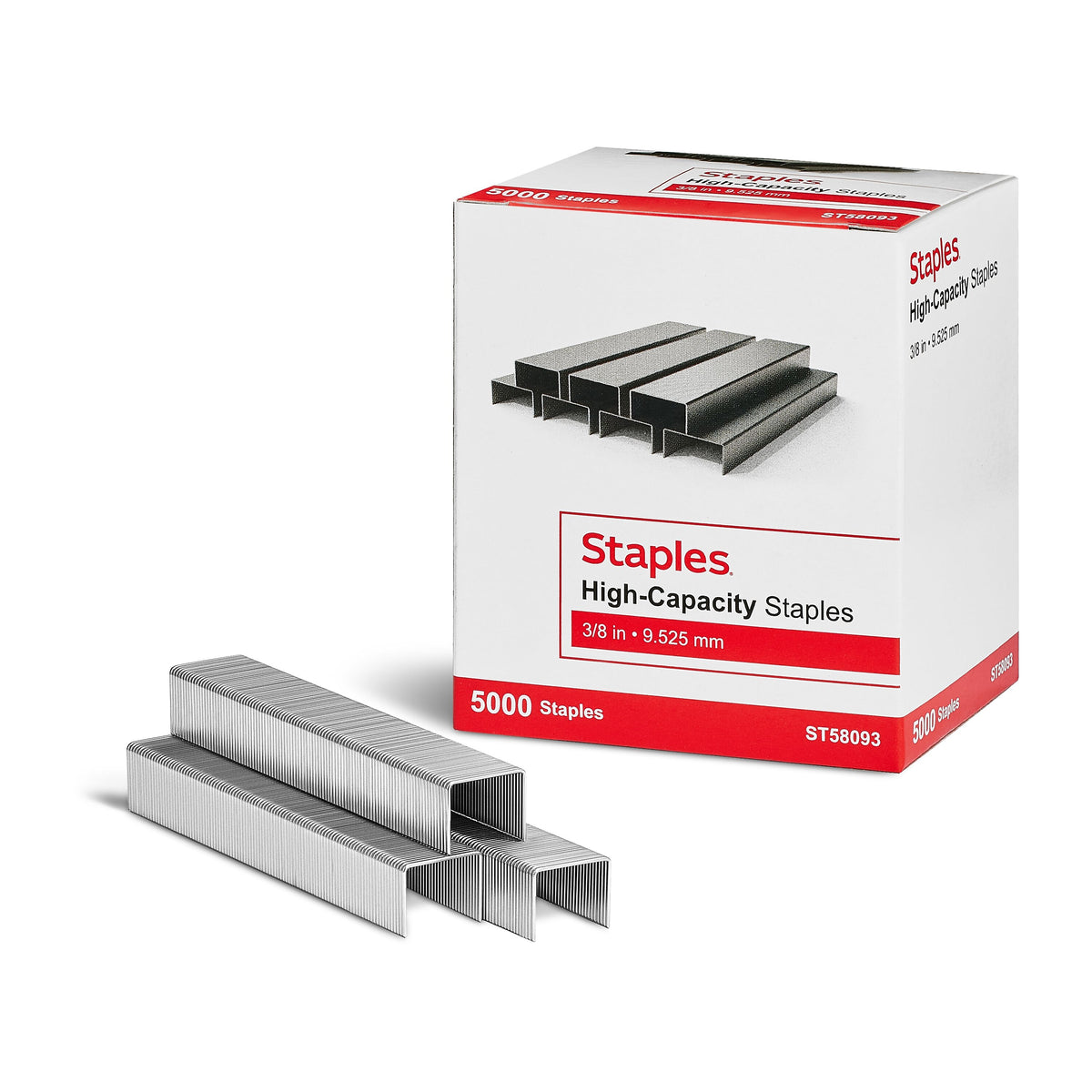 Staples High-Capacity Staples, 3/8" Leg Length, 5000/Box