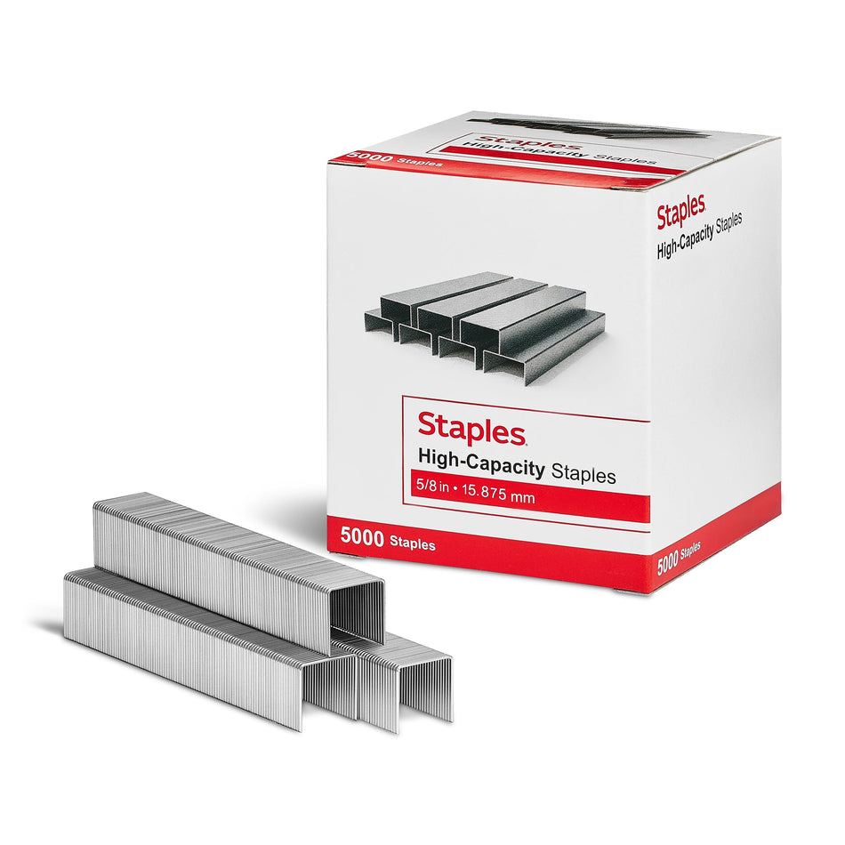 Staples High-Capacity Staples, 5/8" Leg Length, 5000/Box