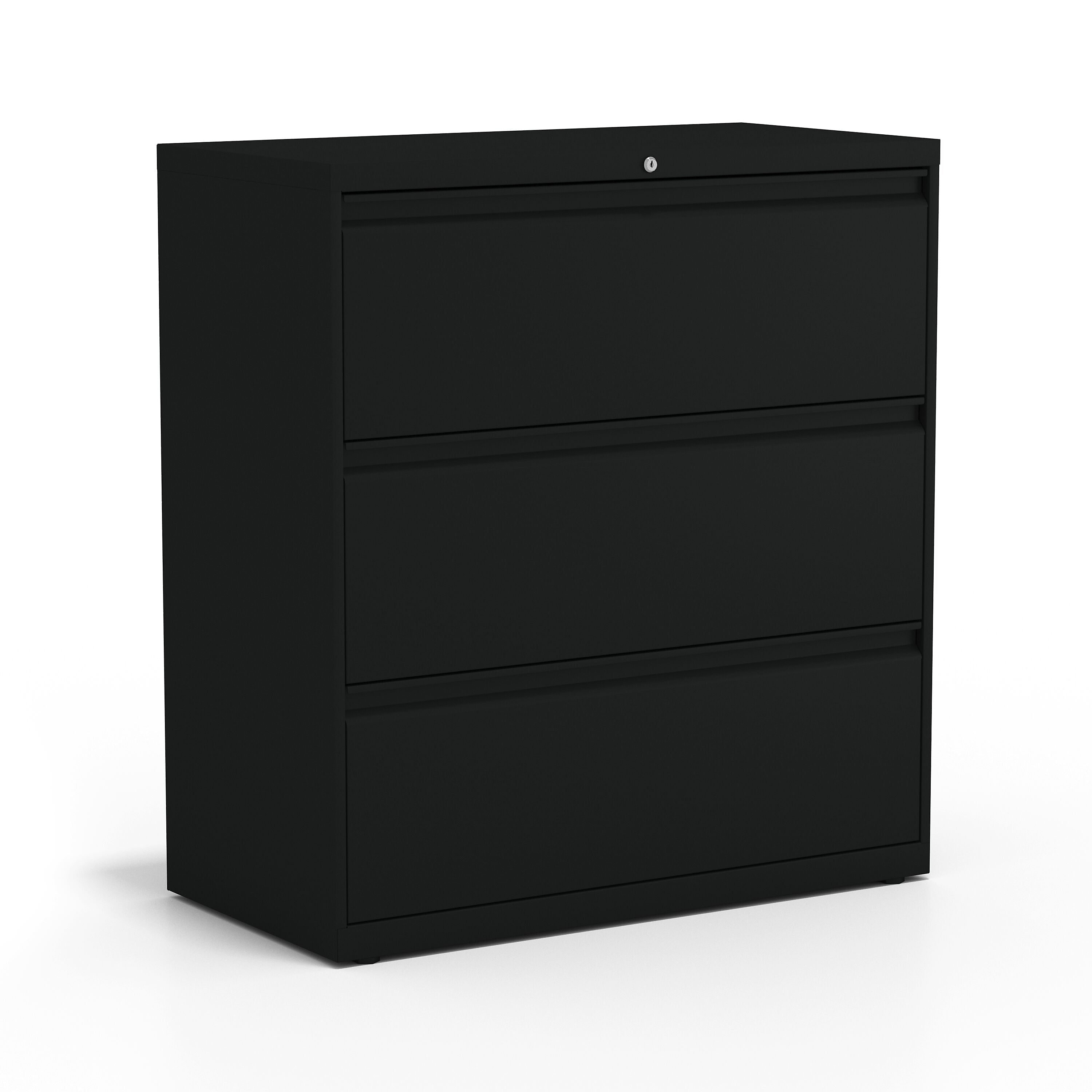 Staples HL8000 Commercial 3-Drawer Lateral File Cabinet, Locking, Letter/Legal, Black, 36