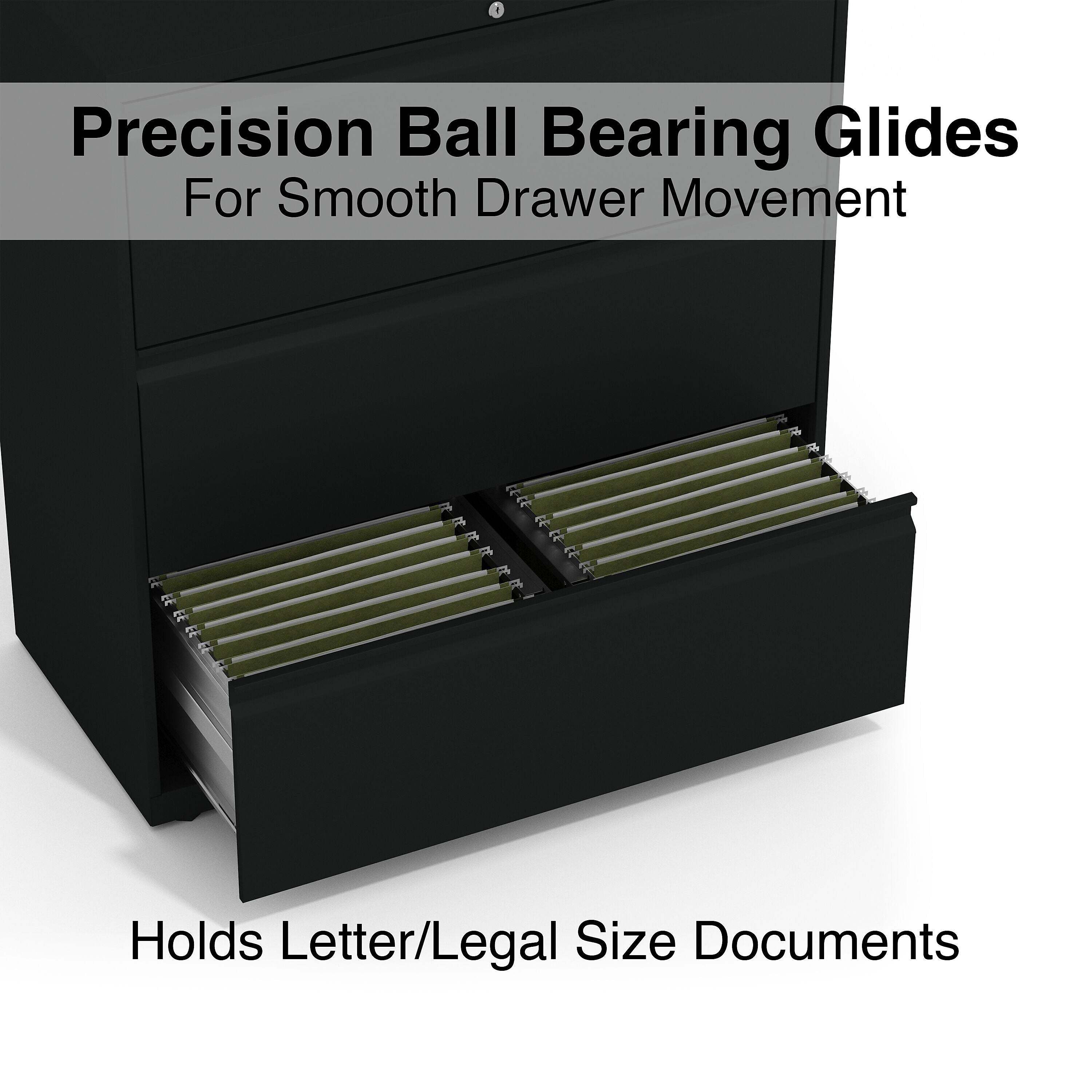 Staples HL8000 Commercial 3-Drawer Lateral File Cabinet, Locking, Letter/Legal, Black, 36