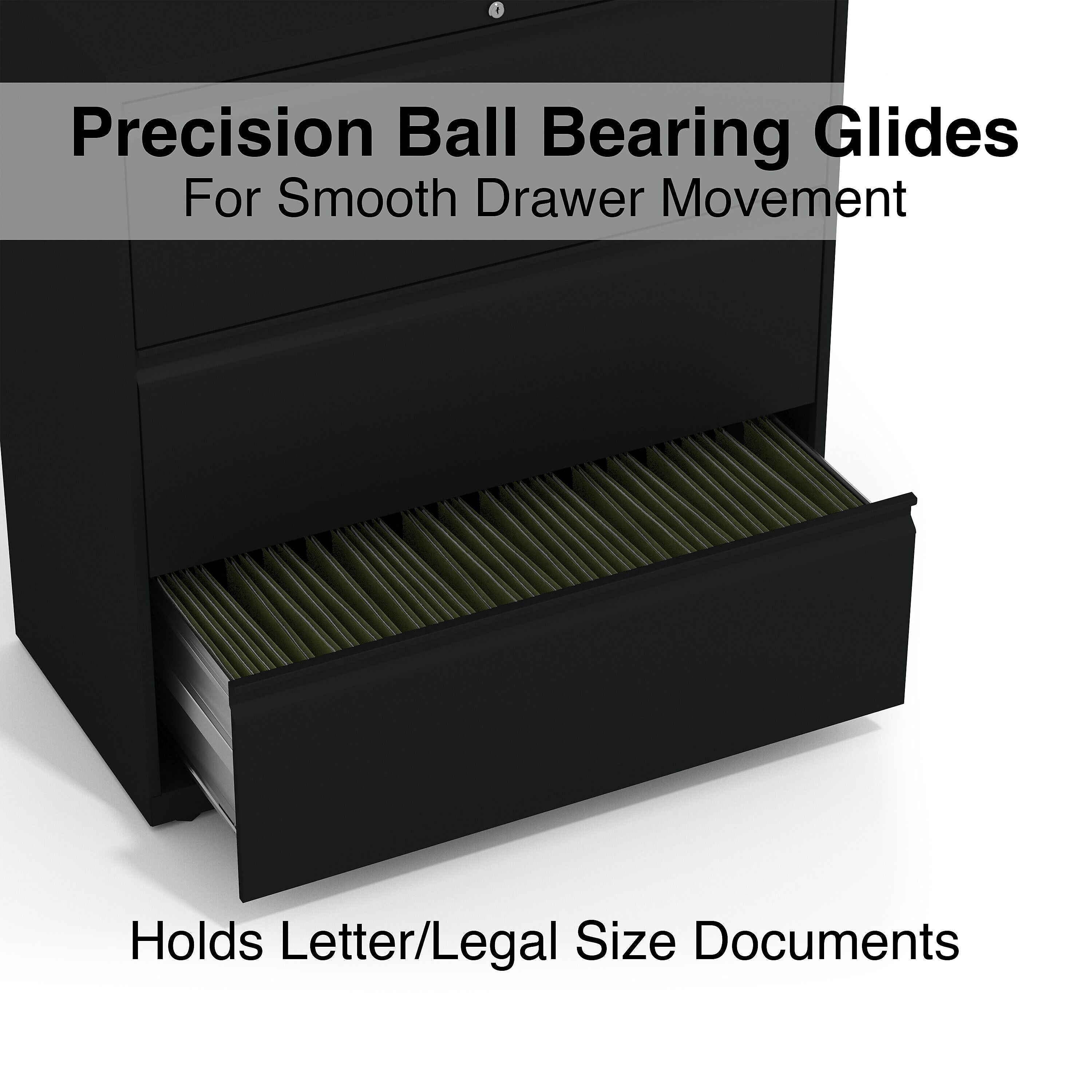Staples HL8000 Commercial 3-Drawer Lateral File Cabinet, Locking, Letter/Legal, Black, 36
