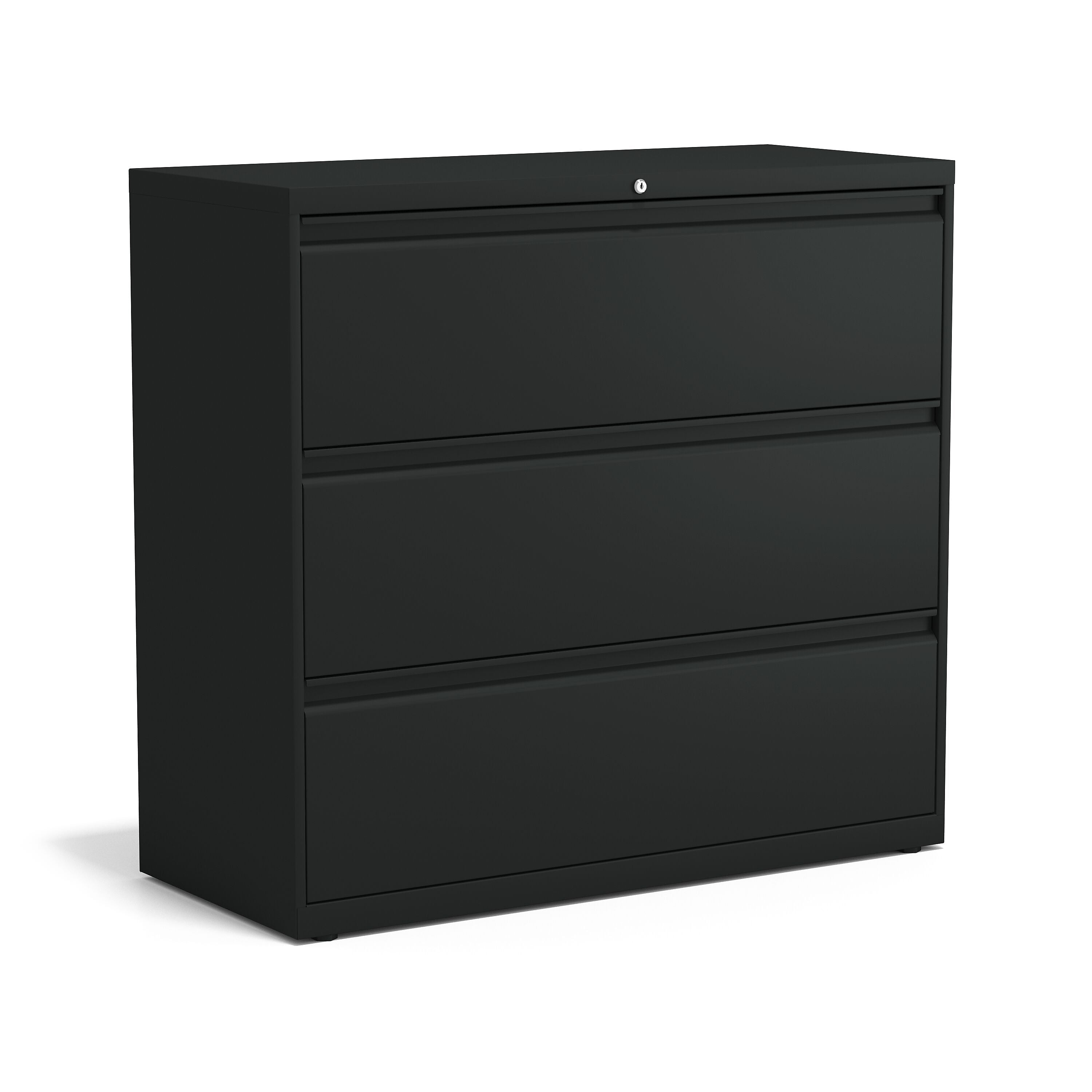 Staples HL8000 Commercial 3-Drawer Lateral File Cabinet, Locking, Letter/Legal, Black, 42